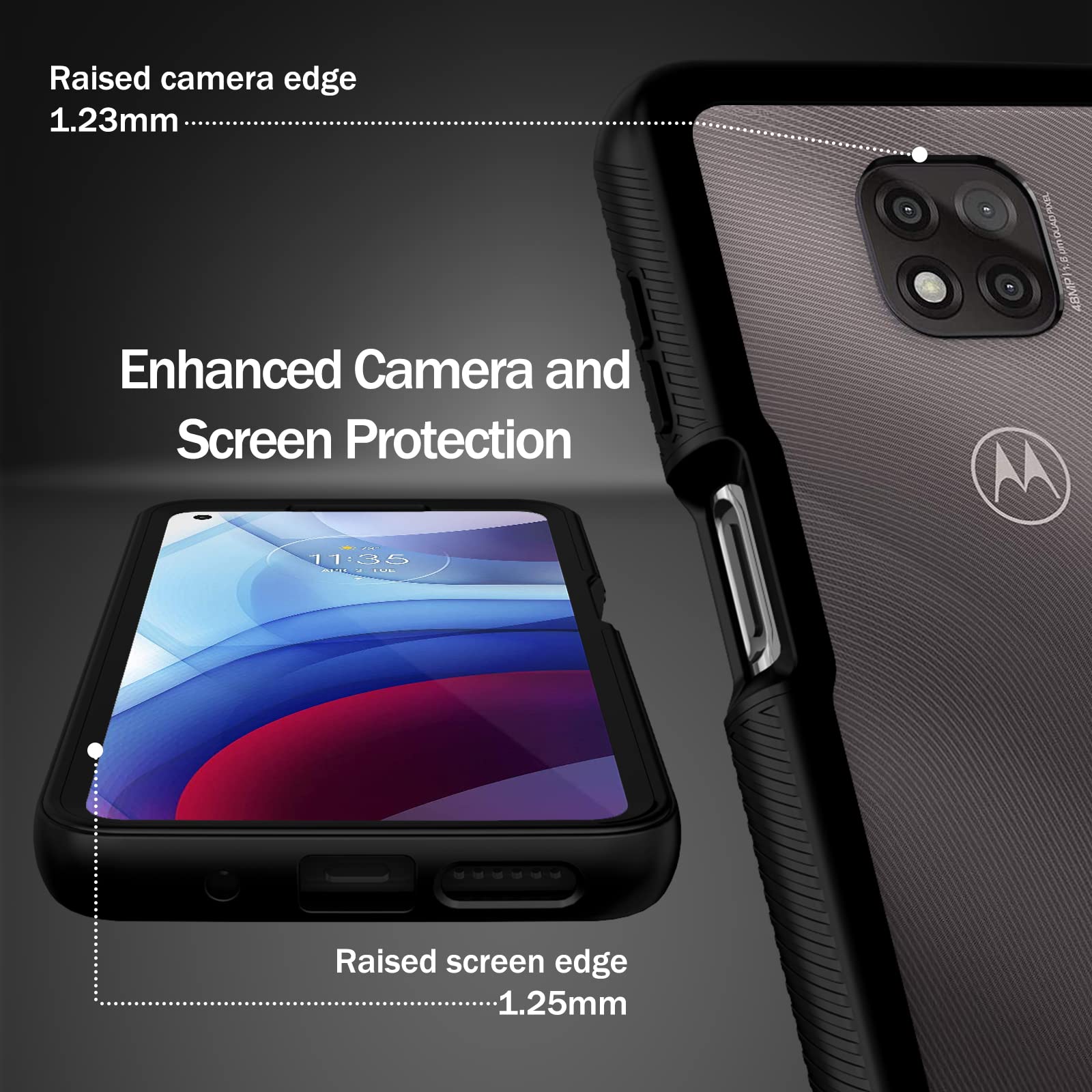 Wahhle Compatible With Moto G Power 2021 Case, Built In Screen Protector Full Body Shockproof Slim Fit Bumper Protective Phone C