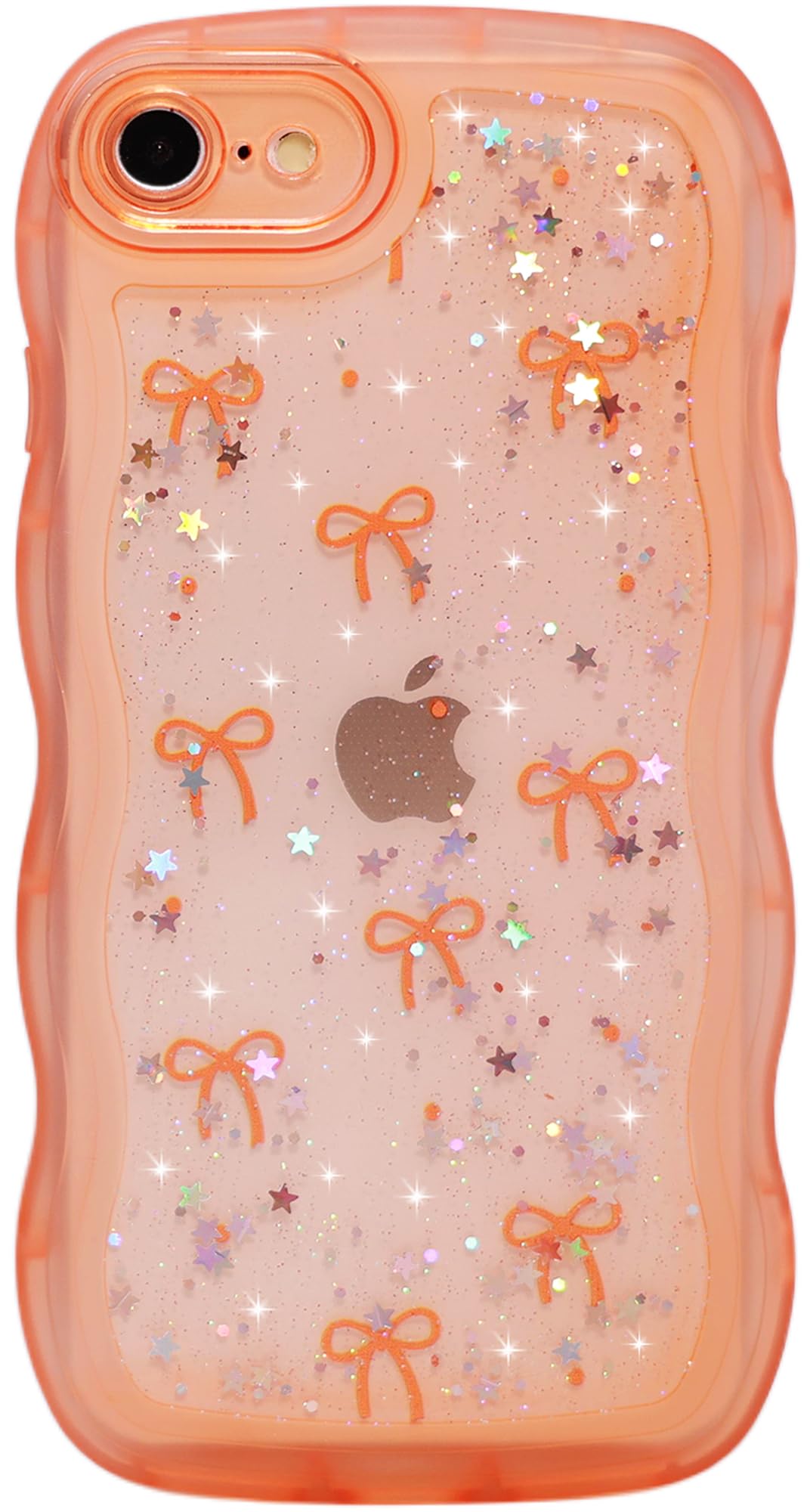 Qokey for iPhone 16E Case(6.1 2025), Glitter Star & Curved Edge Handle Grip Design, Military-Grade Shockproof Clear TPU Cover, S