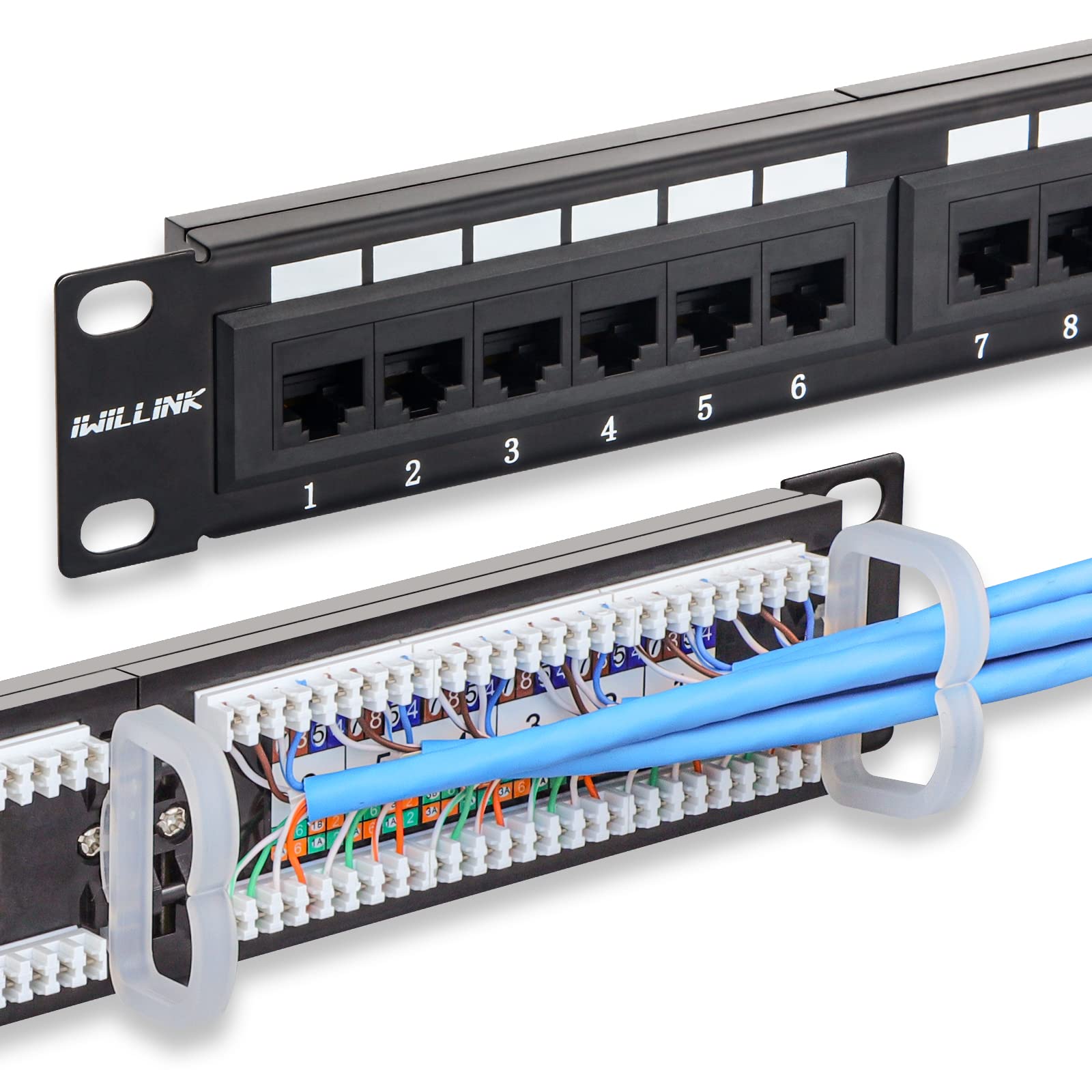 Iwillink 10Gbps Patch Panel 24 Port, Cat6 Patch Panel, Rj45 Keystone Network Patch Panel Rackmount Or Wall Mount For Gigabit Net