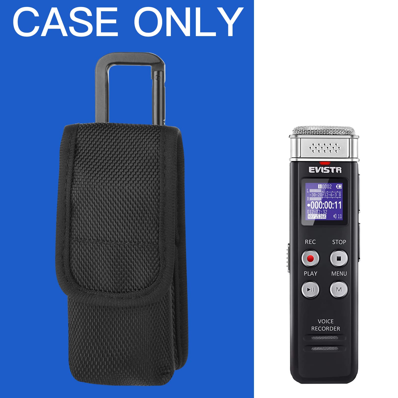 1680D Carrying Case For Digital Voice Recorders, Hard Bag With Carabiner For Evistr 16Gb, Sony Icd Ux570, Px370/470/560 Digital Voice Recorder, Usb, Mp3
