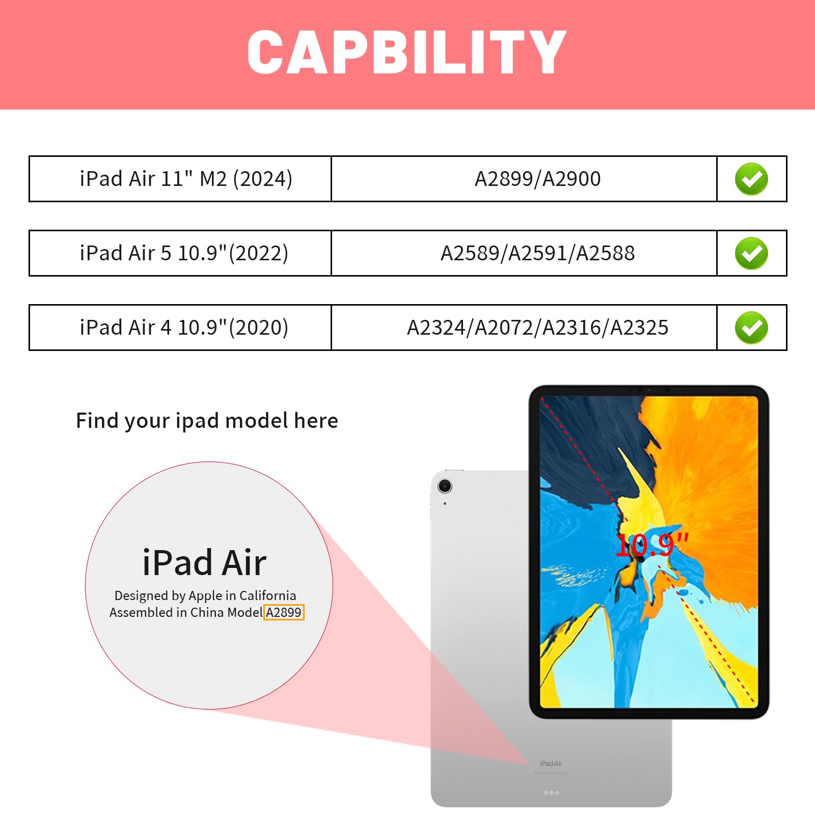 Spiust For Ipad Air 11 Inch Case M2(2024), Ipad Air 6Th/5Th/4Th Gen Case (2024/2022/2020), 10.9 Inch Case With Pencil Holder,Sli