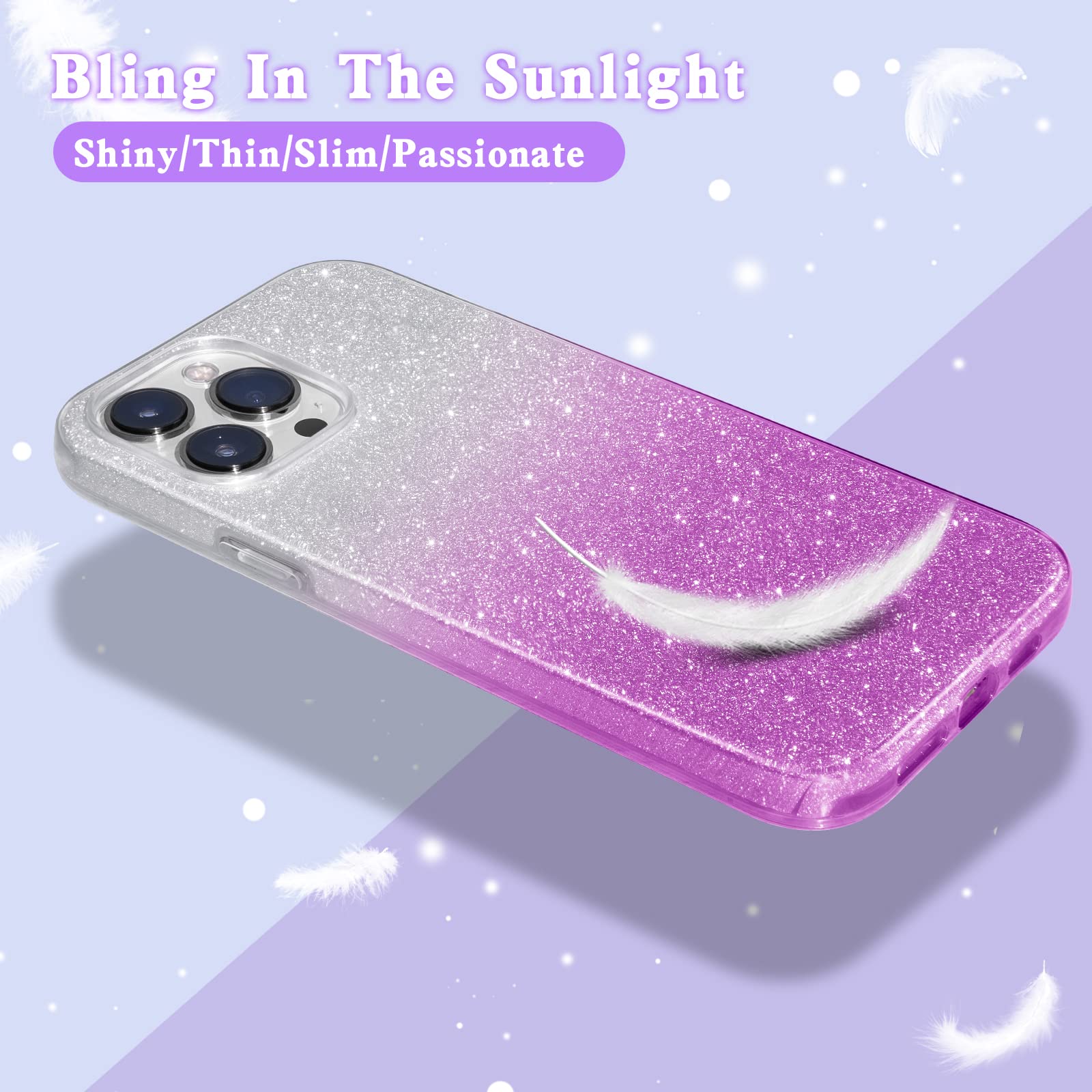 MATEPROX iPhone 13 Pro Bling Sparkle Phone Case TPU PC Gradient Purple 6.1"