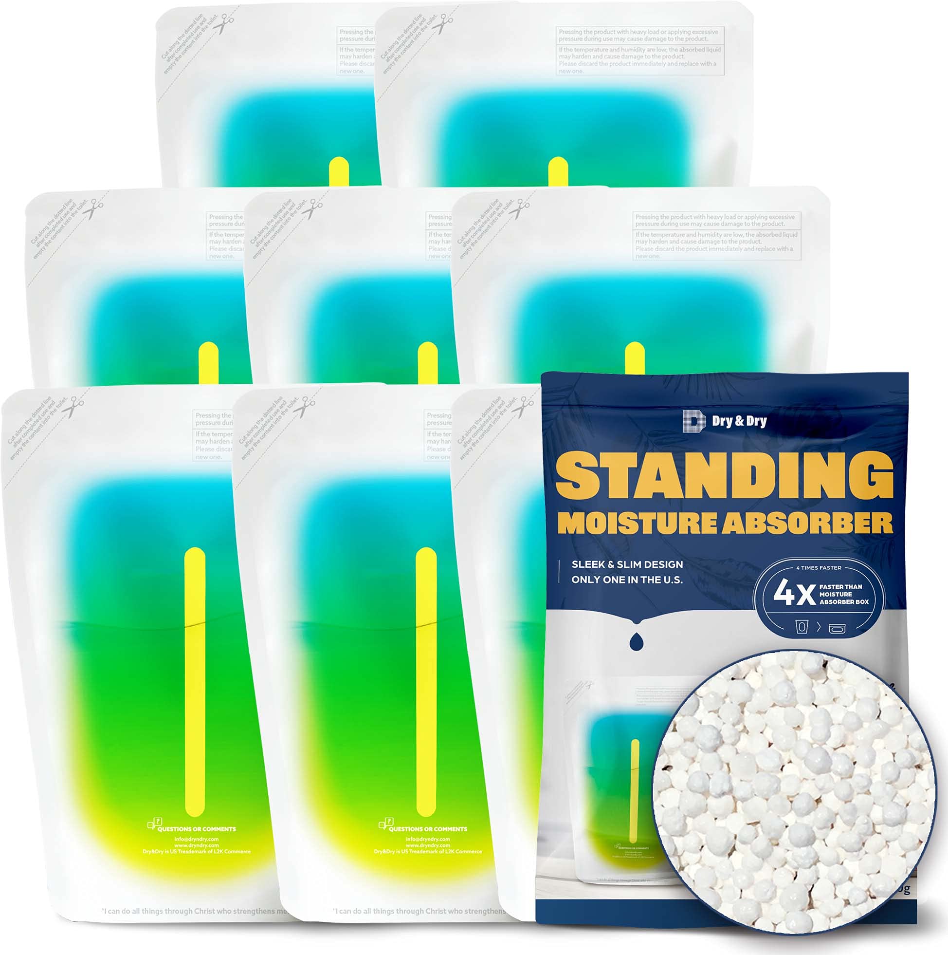 Dry & Dry 8 Packs Standing Moisture Absorbers To Control Excess Moisture For Basements, Closets, Bathrooms, Laundry Rooms   Mois