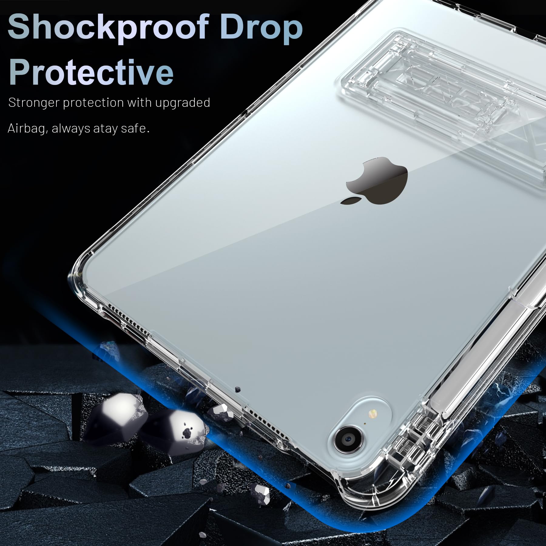 Rantice Case For Ipad Air 11 Inch/Ipad Air 6Th/5Th/4Th Generation 10.9'' With Pencil Holder & Kickstand, Slim Sparkly Glitter Sh