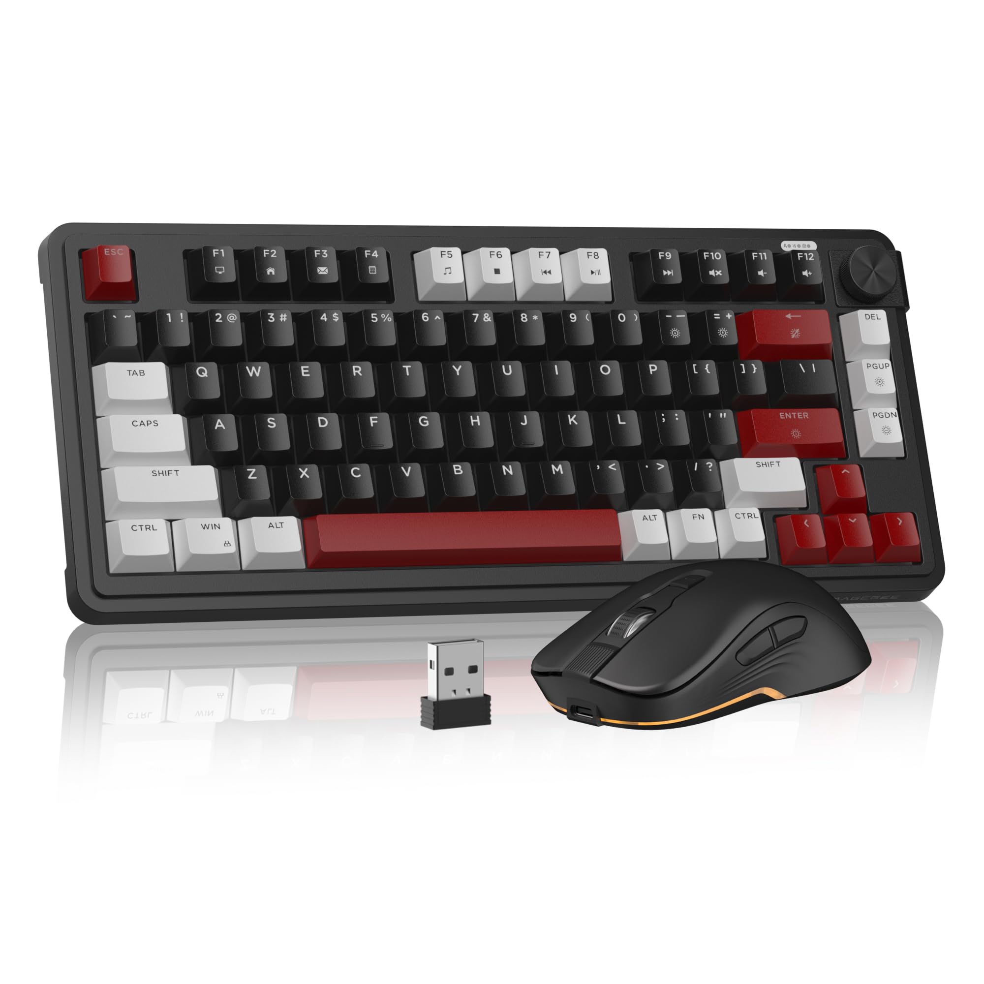 MageGee Wireless Keyboard and Mouse Combo, 2.4G Rechargeable RGB Backlit Keyboard Mouse Set, 81Key Compact Gaming Keyboard with
