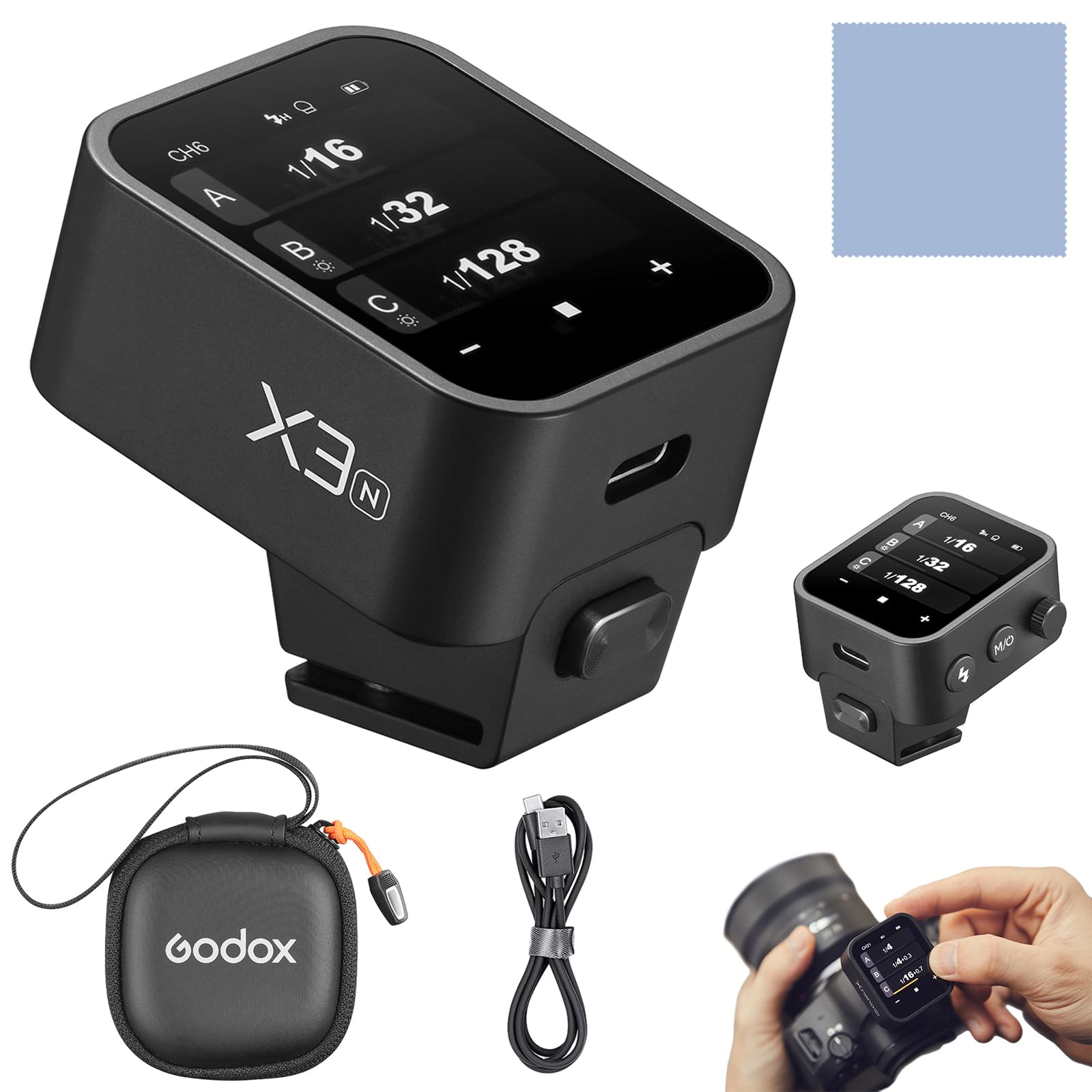 Godox X3N 2.4G Wireless Flash Trigger Transmitter Ttl Autoflash With Large Oled Touchscreen Multiple Flash Modes With Usb Port 3