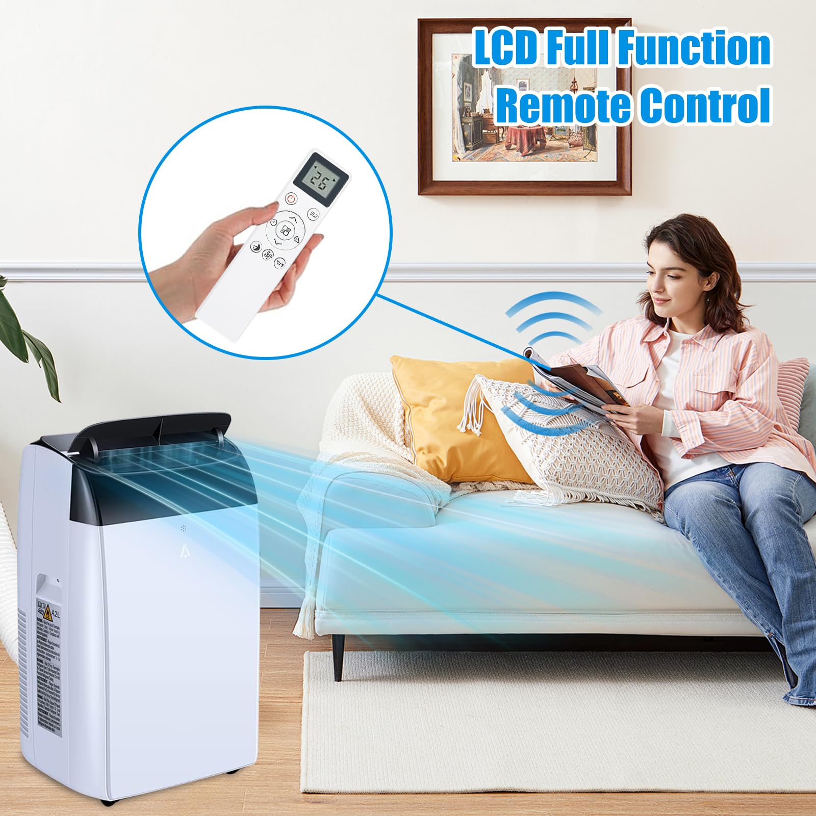 14000 Btu Portable Air Conditioner Cools Up To 750 Sq.Ft, 3-In-1 Quiet Portable Ac Unit With Remote Control & Installation Kits