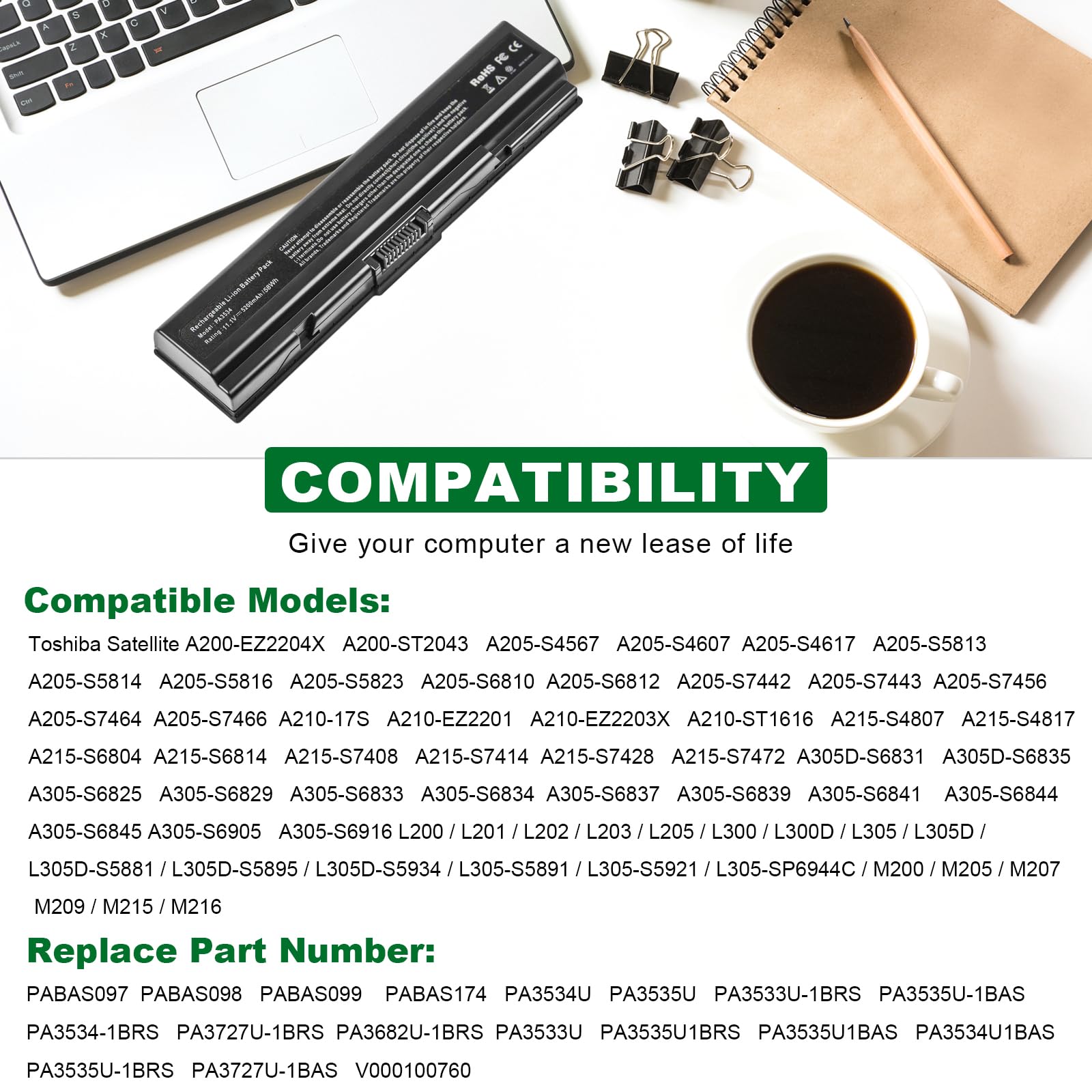 Futurebatt Laptop Battery 5200Mah For Pa3534U 1Brs Toshiba Satellite A200 A205 A210 A215 A300 A300D A305 A305D L200 A215 S4697 A