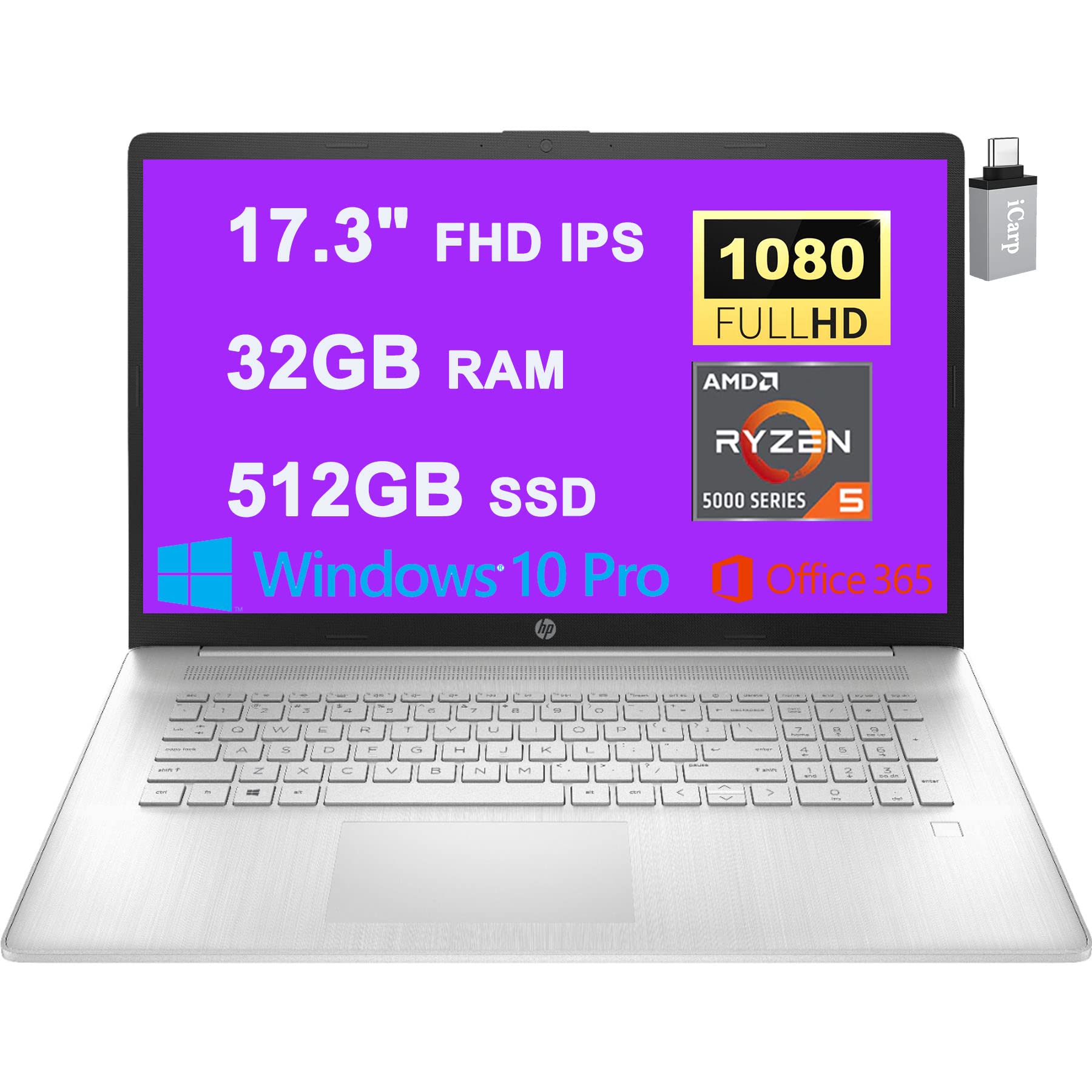 Hp Flagship 17 Business Laptop Computer 17.3'' Fhd Ips Display Amd Hexa-Core Ryzen 5 5500U (Beats I7-1160G7) 32Gb Ram 512Gb Ssd 