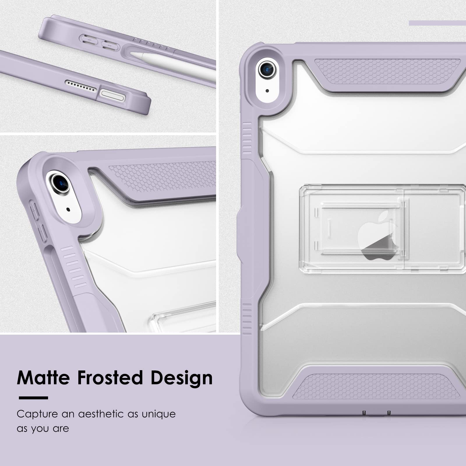 Vikesi For Ipad 10Th Generation Kickstand Protective Case 2022,Ipad 10.9 Inch Shockproof Cover With Matte Frosted Back   Light P