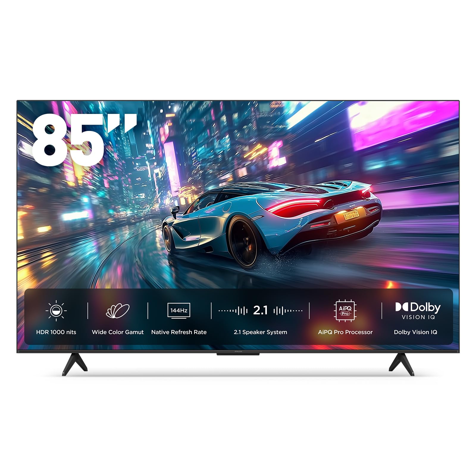 iFFALCON 85 4K MiniLED Smart TV | PS5 & Xbox Ready, 4X HDMI 2.1 | Hotel, Home & Office Use | 144Hz VRR 288Hz, Dolby Vision Gamin