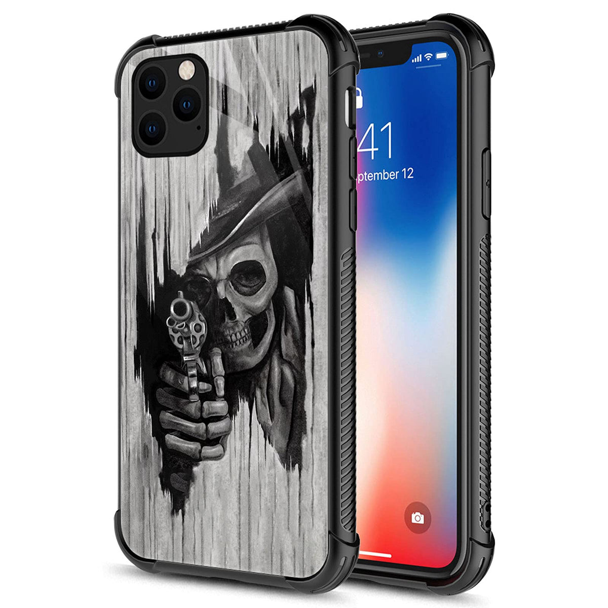 Carloca Compatible With Iphone 13 Pro Max Case,Western Cowboy Skull Identity Graphic Design Shockproof Anti Scratch Hard Acrylic