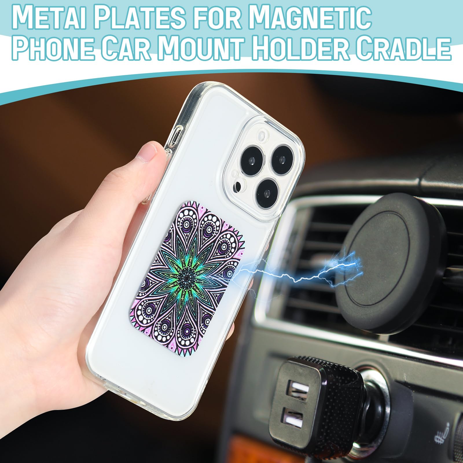 Weewooday 8 Pcs Phone Magnet Car Metal Mount Plate For Cell Holder Compatible With Magnetic Car Mounts Replacement Sticker(Novel