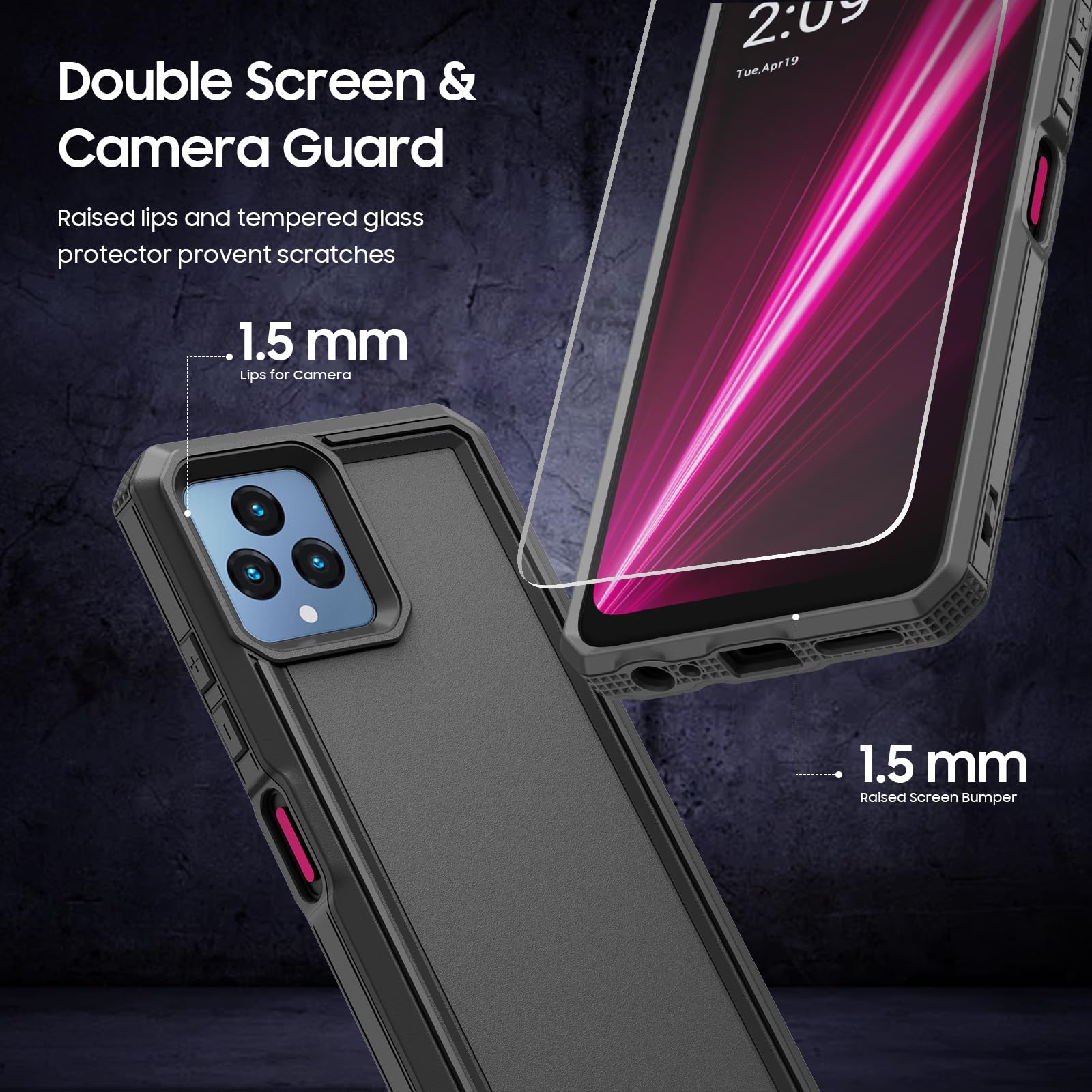 Lekevo For Revvl 6 5G / Revvl 6X 5G Phone Case, With Screen Protector, Heavy Duty Dual Layer Phone Case, Military Grade Drop Pro