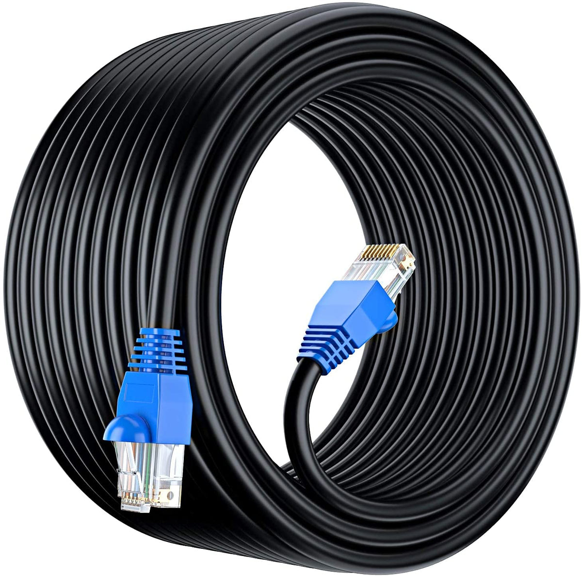 Mutecpower 75M Cat6 Outdoor Waterproof Direct Burial Ethernet Network Cable   Utp   Cca   550 Mhz   Black 75 Meter