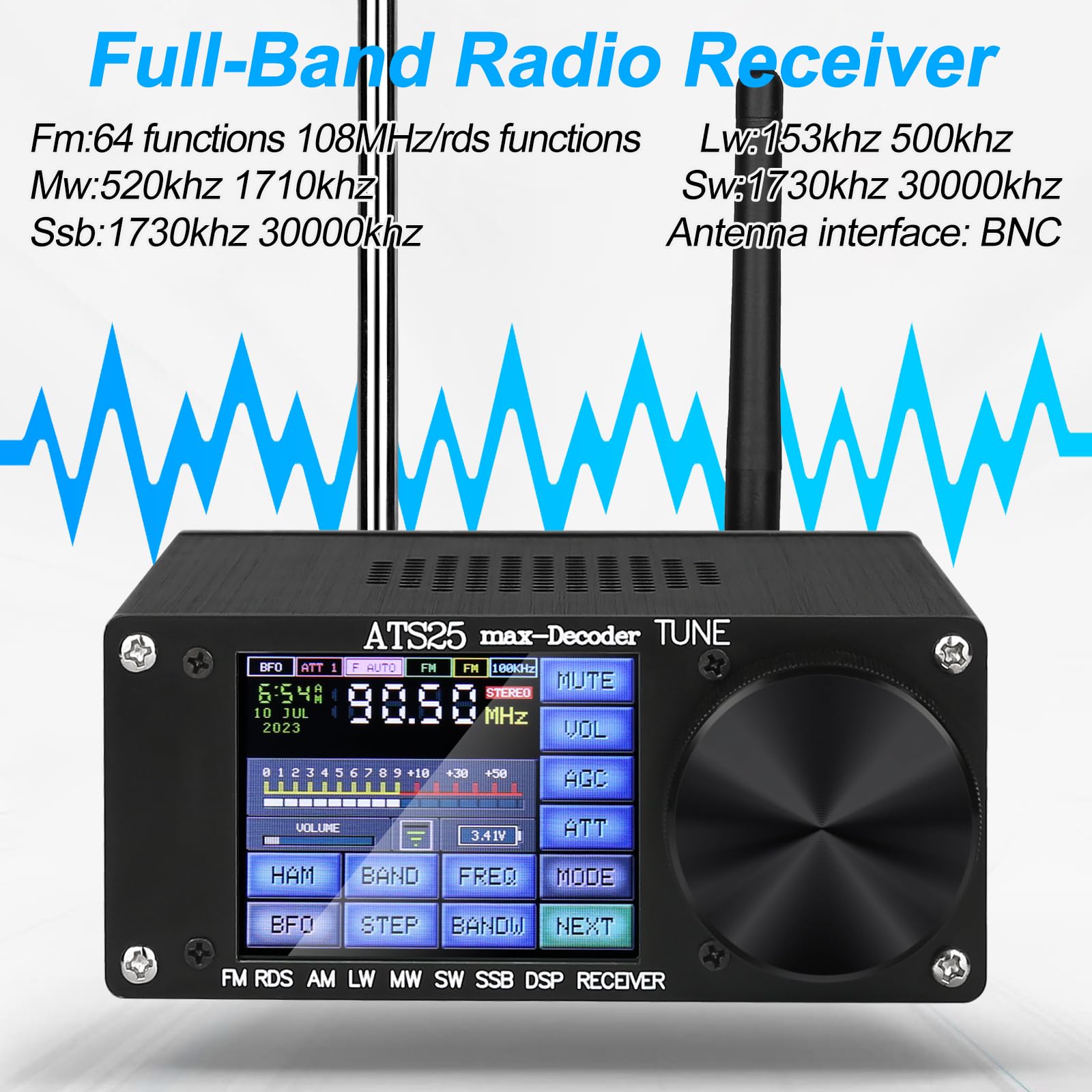 Si4732 Ats 25 Max Decoder Radio Receiver,Version 4.17 Adds Cw, Rtty Decoding Function, Wifi Function, Four Audio Spectrum, Dsp R