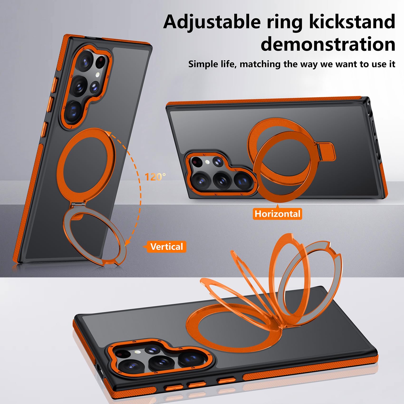 Mondelete For Samsung Galaxy S24 Ultra Case, Magnetic Adjustable Ring Stand [Fit For Magsafe], [Military-Grade Shockproof Protec