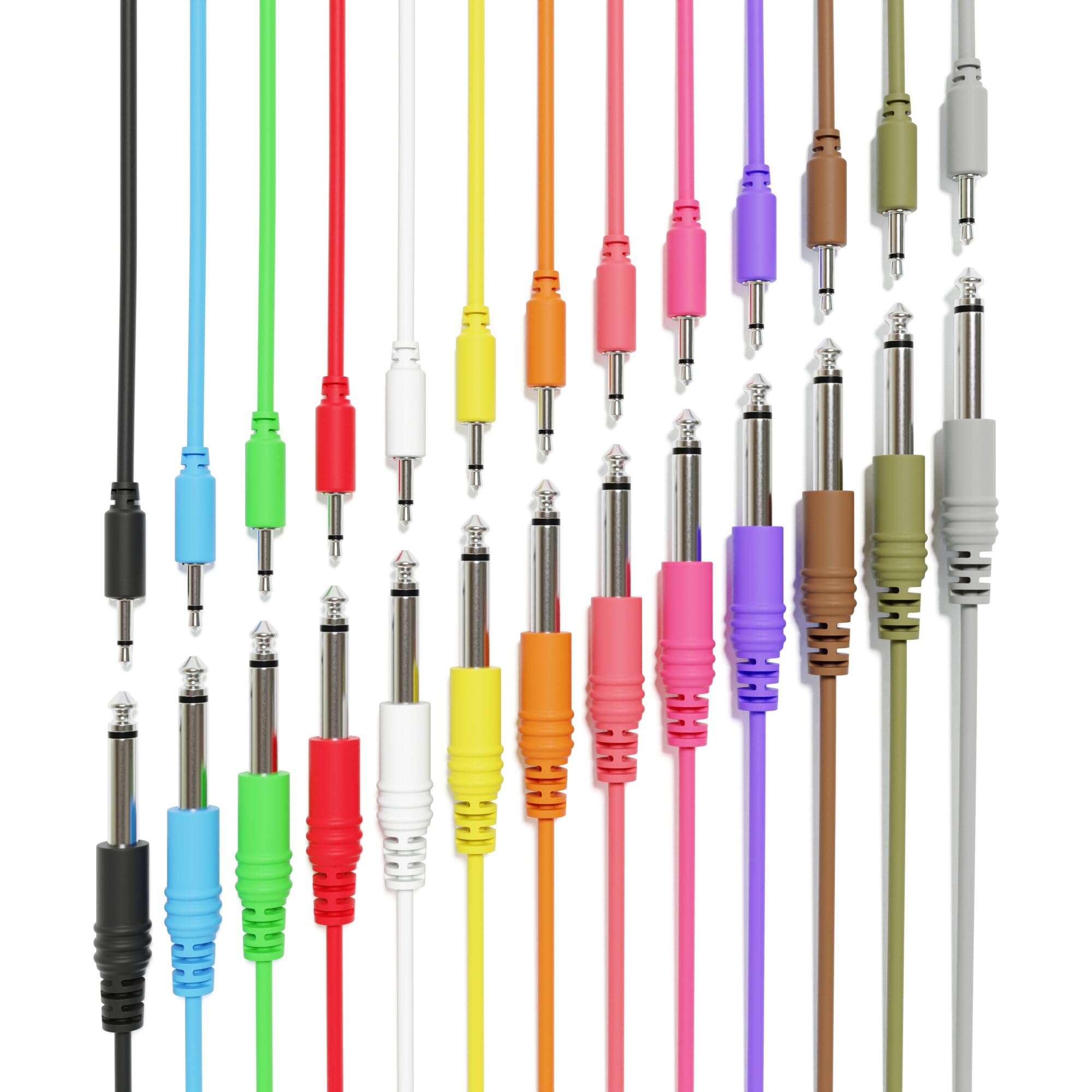 ExcelValley - Mono Patch Cables - TS 3.5mm 1/8 to 6.35mm 1/4 [13-Pack | 45 cm - 17.72]