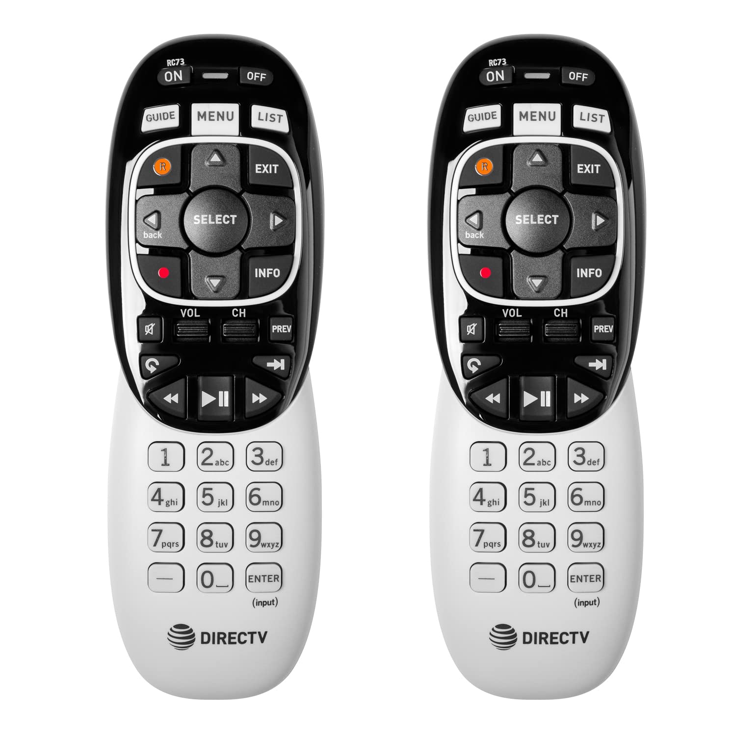 DIRECTV RC73 Remote Control - 2 Pack, IR/RF, Black, Model 4336303112, PVC Material