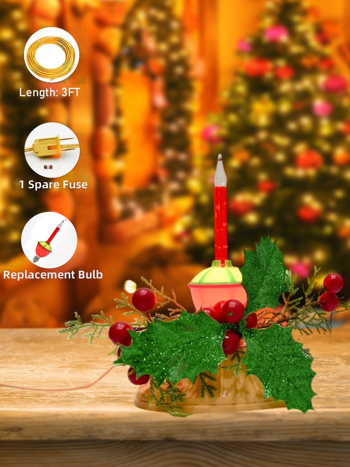 Sunsgne 1 Light Christmas Bubble Candle Lamps, Christmas Electric Window Candles With 2 Bubble Lights(1 Spare), Christmas Bubble