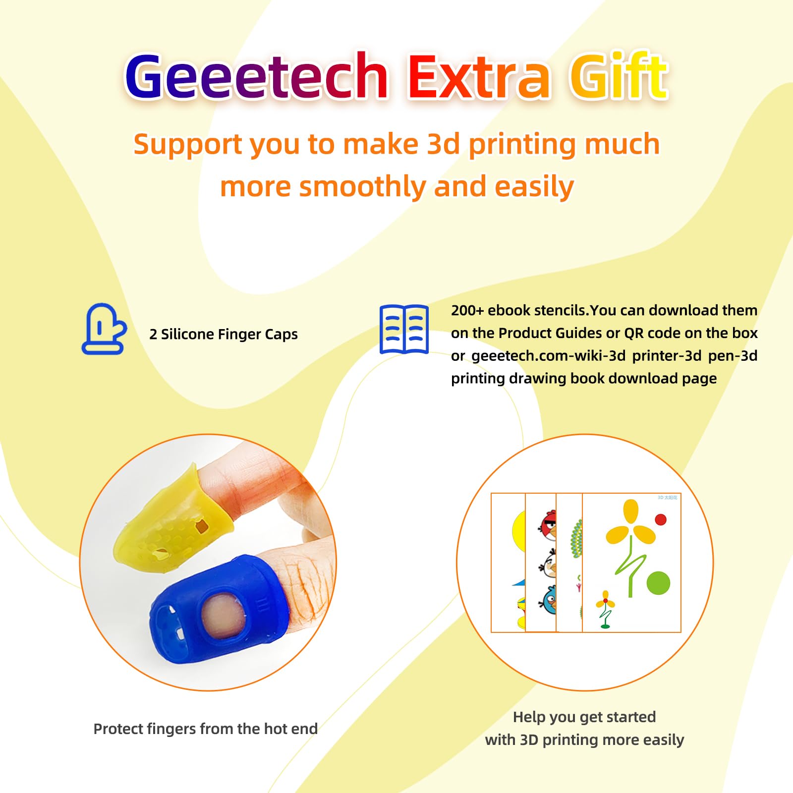 Geeetech 20 Colors Pla 3D Pen Filament Refills, 1.75Mm 3D Pen Filament, Each Color 16.4Ft, Total 328Ft, Pack With 2 Finger Caps