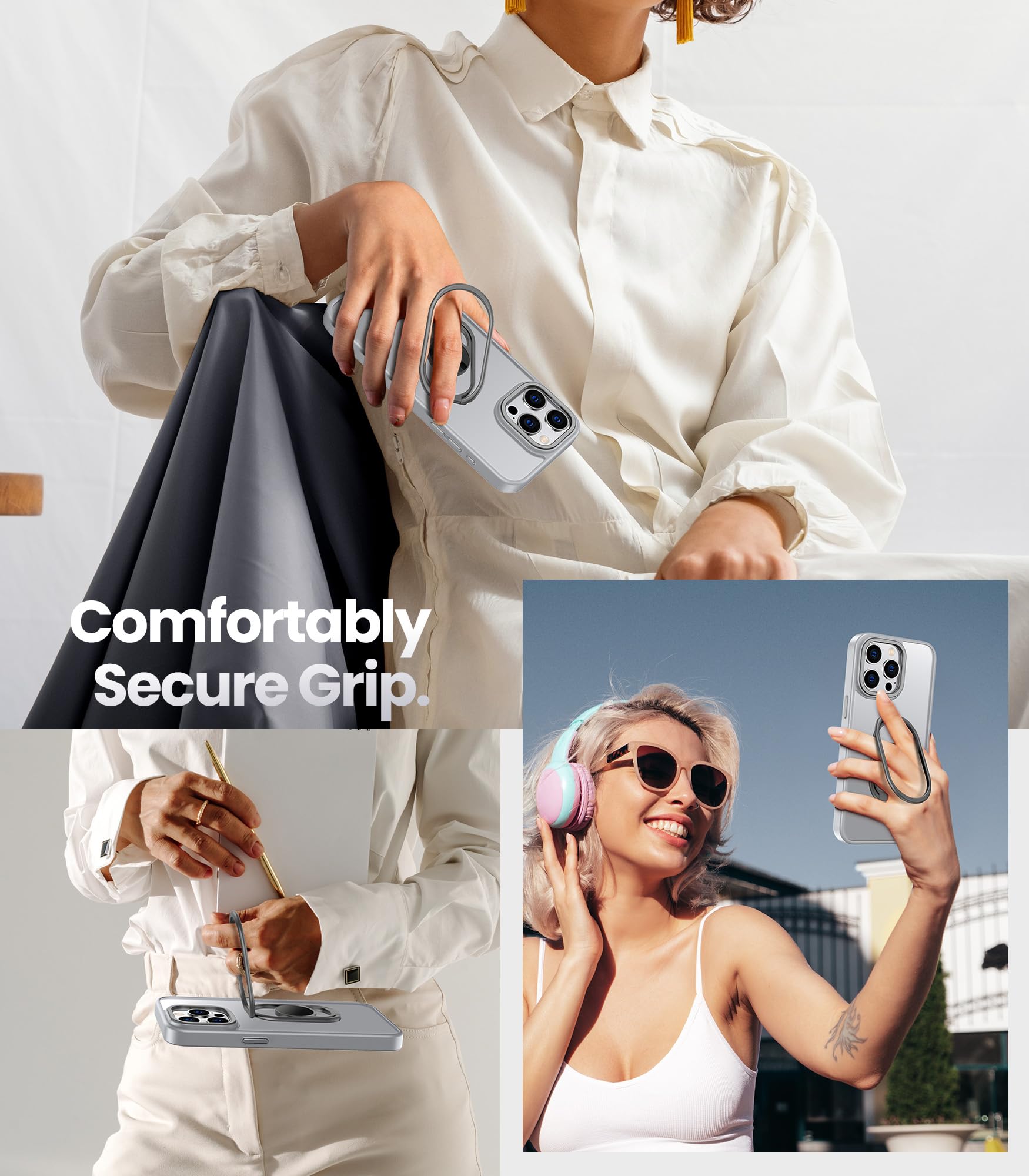 Shields Up For Iphone 15 Pro Case With Stand, Phone Case With Double Ring Holder [Adjustable & Foldable] Protective Translucent