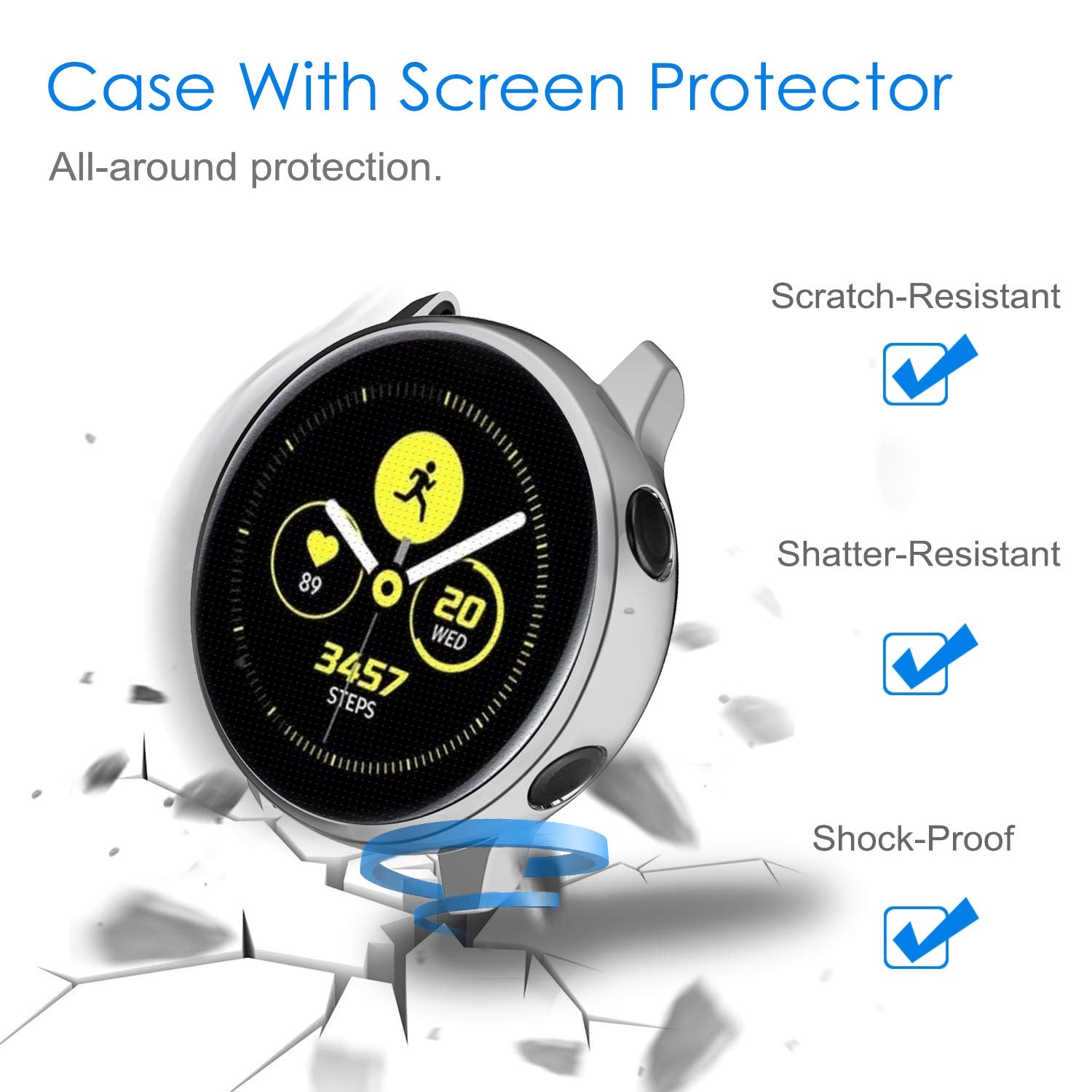 3 Pack   Fintie Case Compatible With Samsung Galaxy Watch Active 40Mm (Not Fit For Active 2), Premium Soft Tpu Screen Protector