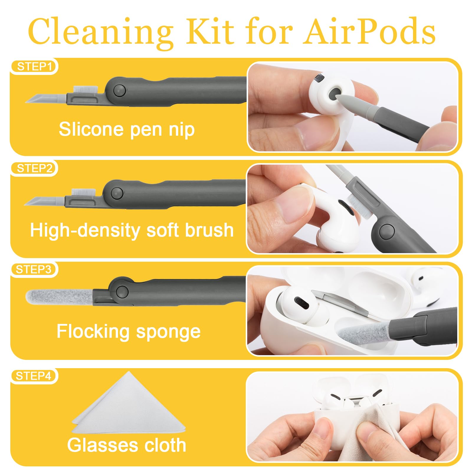 Walrfid Airpods Electronic Screen 7 In 1 Cleaner Kit Laptop Keyboard Cleaning Tool For Ipad/Iwatch/Computer/Phone/Macbook With 5