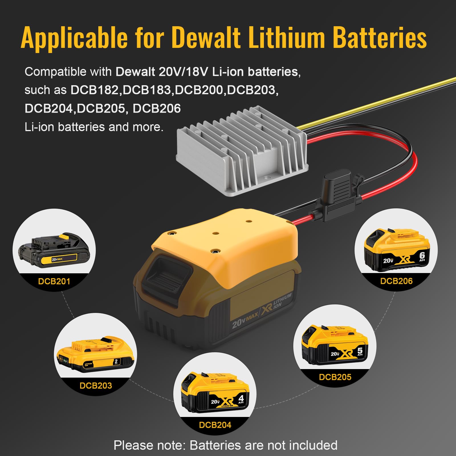 20V To 12V Step Down Converter For Dewalt 20V Power Wheels Battery Adapter, Dc 12V 20A 240W Buck Converter Regulator With 30A Fu