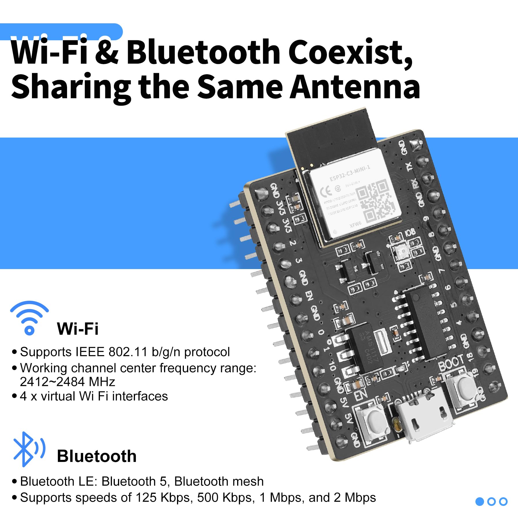 Esp32 C3 Devkitm 1 Development Board, Esp32 Development Board Dual Mode Wifi + Bluetooth 5.0 Single Core 160 Mhz Microcontroller
