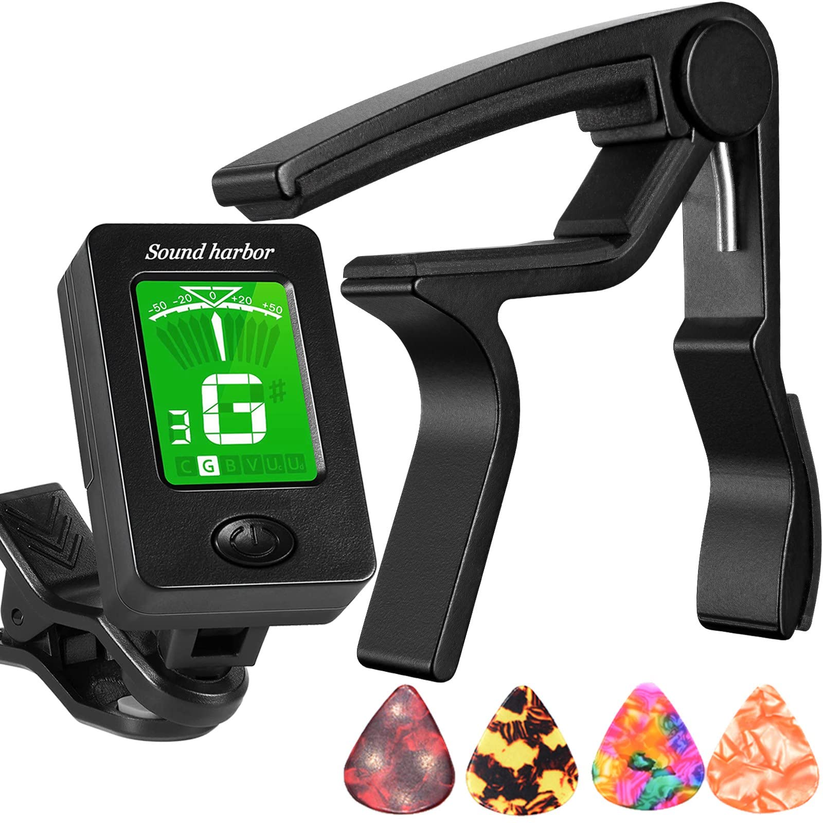 Guitar Capo With Tuner Clip On Tuner Guitar Accessoriesor For Acoustic Electric Ukulele Guitar And More