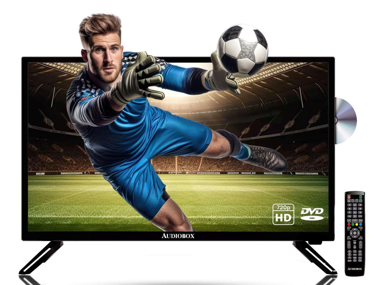 Audiobox 24'' Widescreen Hdtv With Built-In Dvd Player, Hdmi & Usb, Car Adapter, Digital Noise Reduction For Rvs, Campers, Outdo