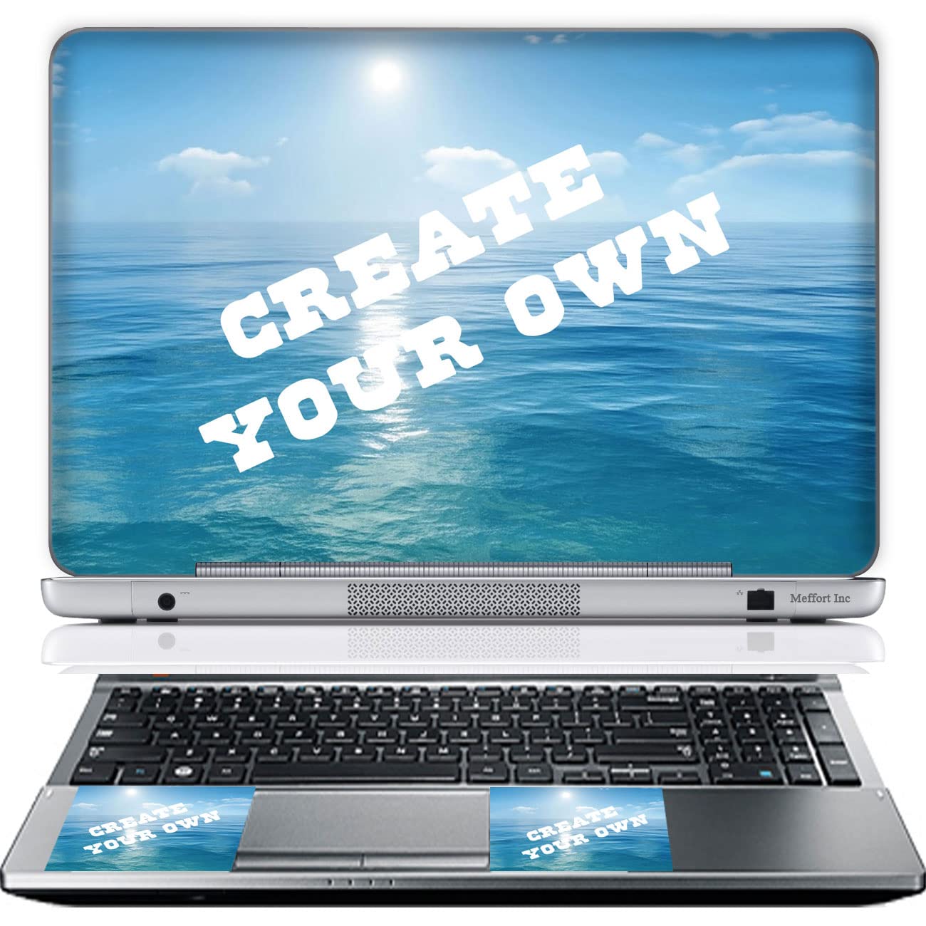Meffort Inc Personalized Laptop Skin Sticker Cover Art Decal With Wrist Pad, Customize Your Text (14 14.5 Inch, Customized Your