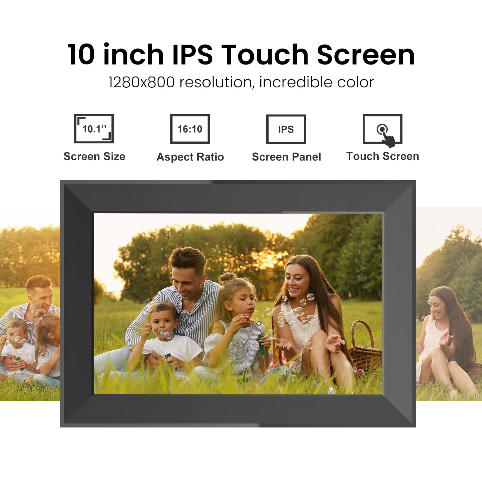 Skyrhyme 10.1 Inch Digital Picture Frame With 32Gb Storage, Frameo Wifi Digital Photo Frame, 1280 * 800 Ips Touch Screen, Auto R