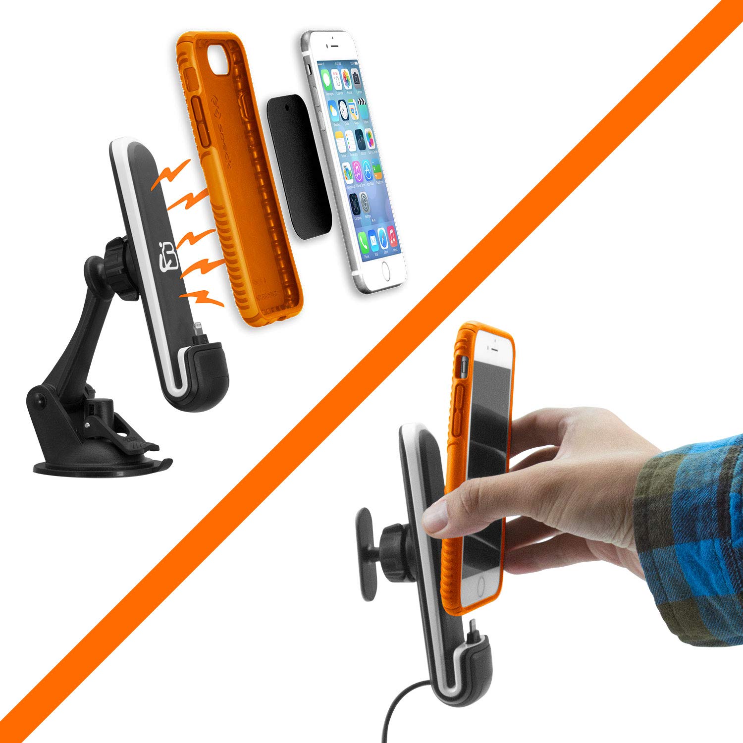 Apple Mfi Certified Chargedock  Magnetic Vehicle/Desktop Dock/Mount W/ 2 Mounting Options. Works W/Most Phone And Case Combinati