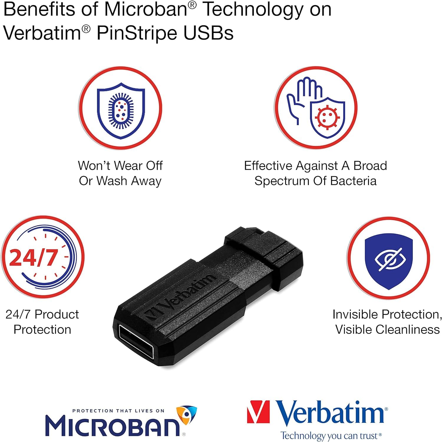 Verbatim 128Gb Pinstripe Usb Flash Drive   Black