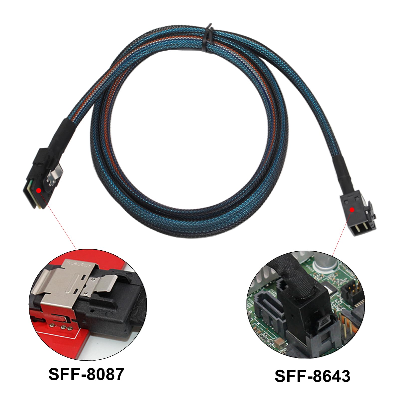 Heretom Internal Mini Sas Hd Sff 8643 To Mini Sas Sff 8087 Cable, Internal Mini Sas Hd Cable Compatible With Raid Or Pci Express