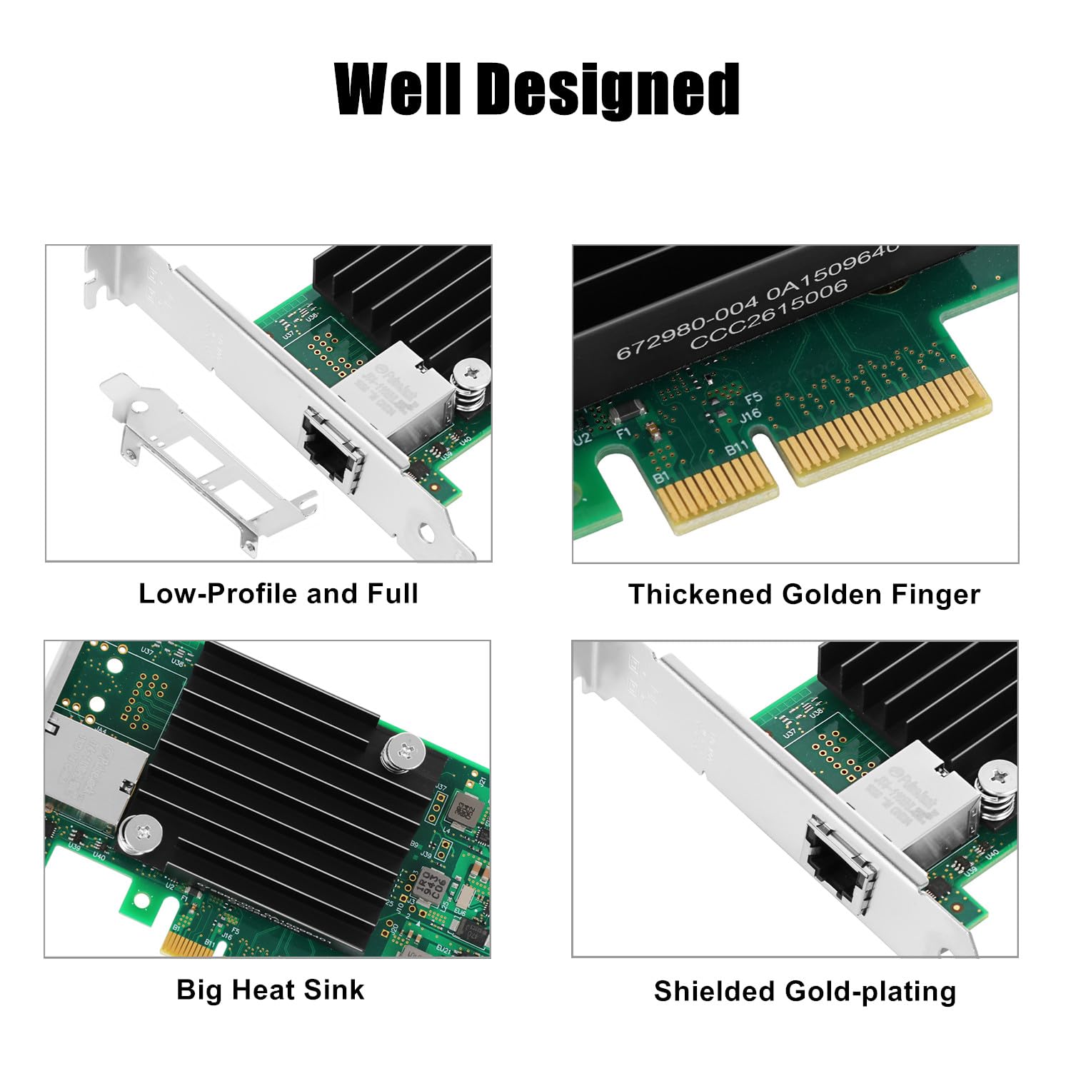 10Gb Pci E Nic Network Card For Intel X550 T1, 10Gb/ 5Gb/2.5Gb/1Gb Ethernet Converged Adapter(Nic/Cna), Single Copper Rj45 Port