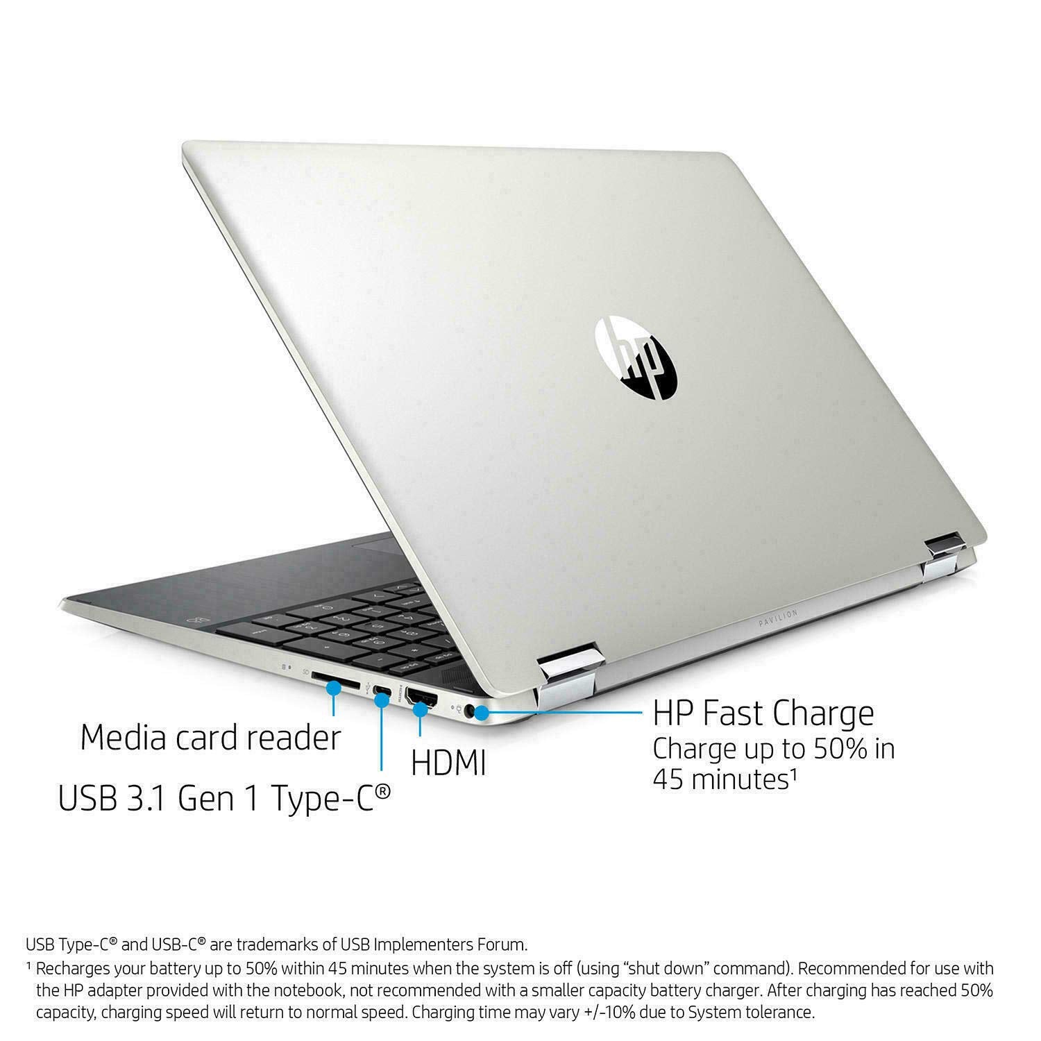 HP Pavilion 15.6' 2 in 1 Convertible HD Touchscreen Laptop Intel Core i5 10210U 8GB DDR4 512GB M.2 SSD Windows 10