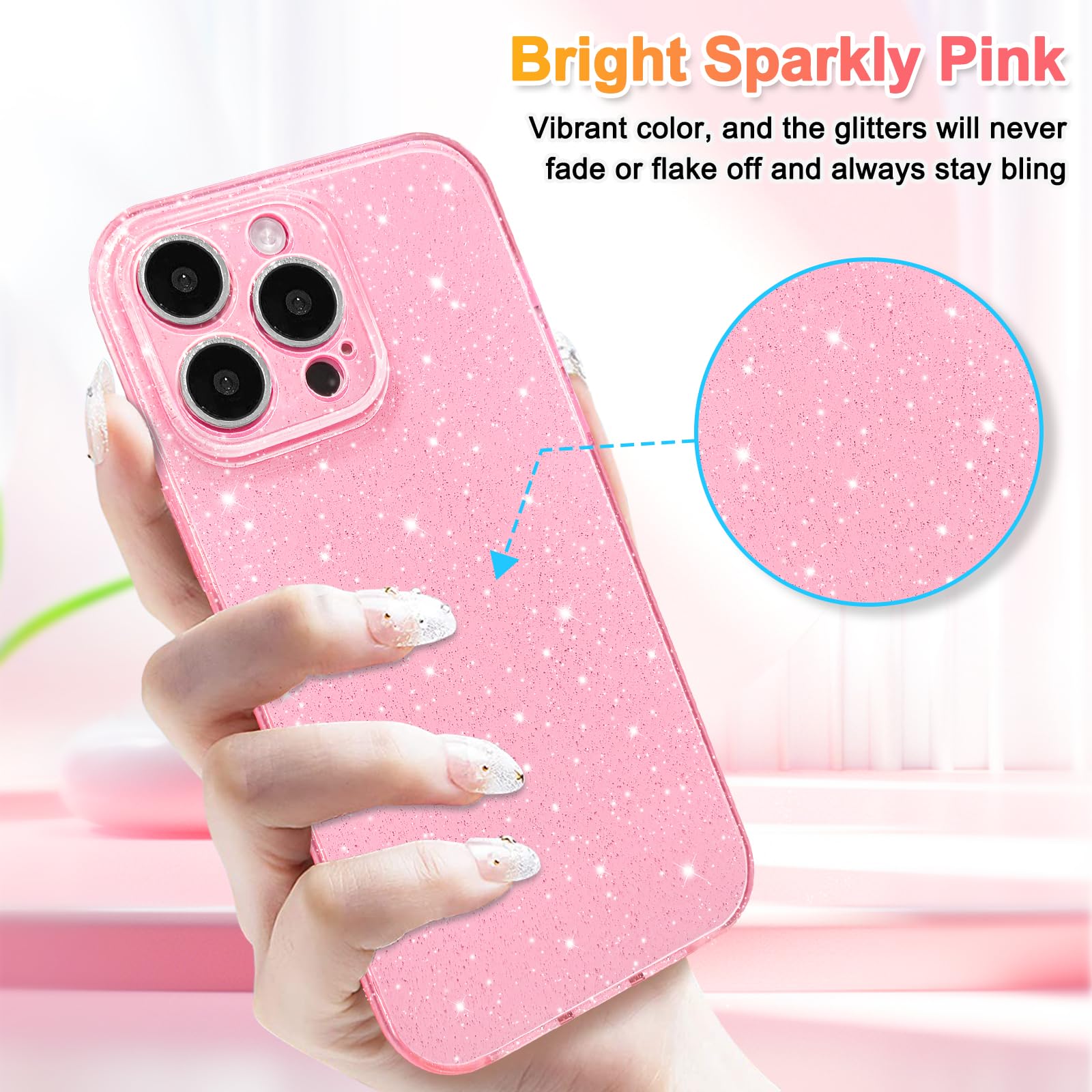 Hython Case For Iphone 12 Pro Max Case Glitter Cute Sparkly Shiny Bling Sparkle Phone Cases 6.7'', Thin Slim Fit Soft Tpu Bumper