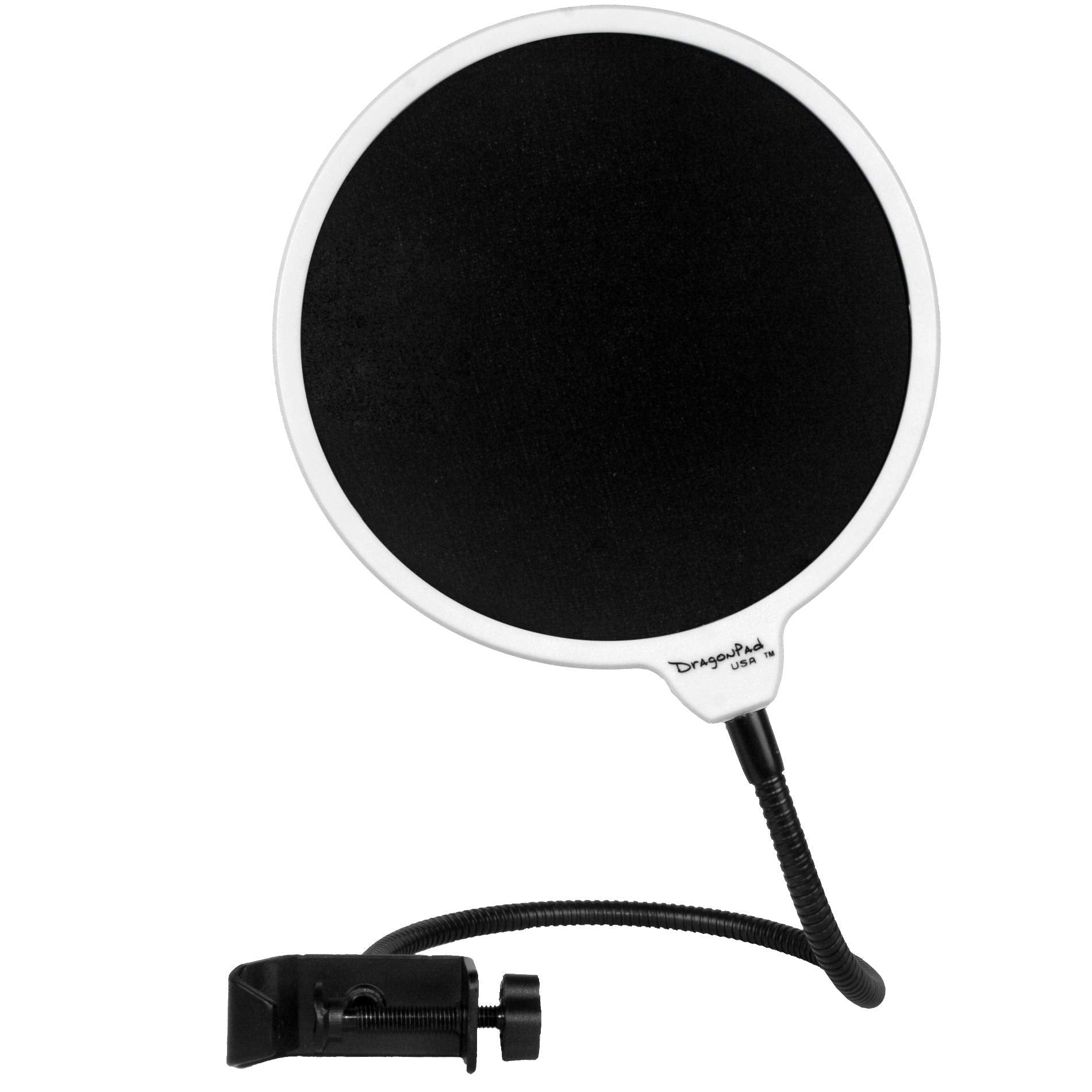 Dragonpad Usa  6'' Microphone Studio Pop Filter With Clamp   Wht/Blk