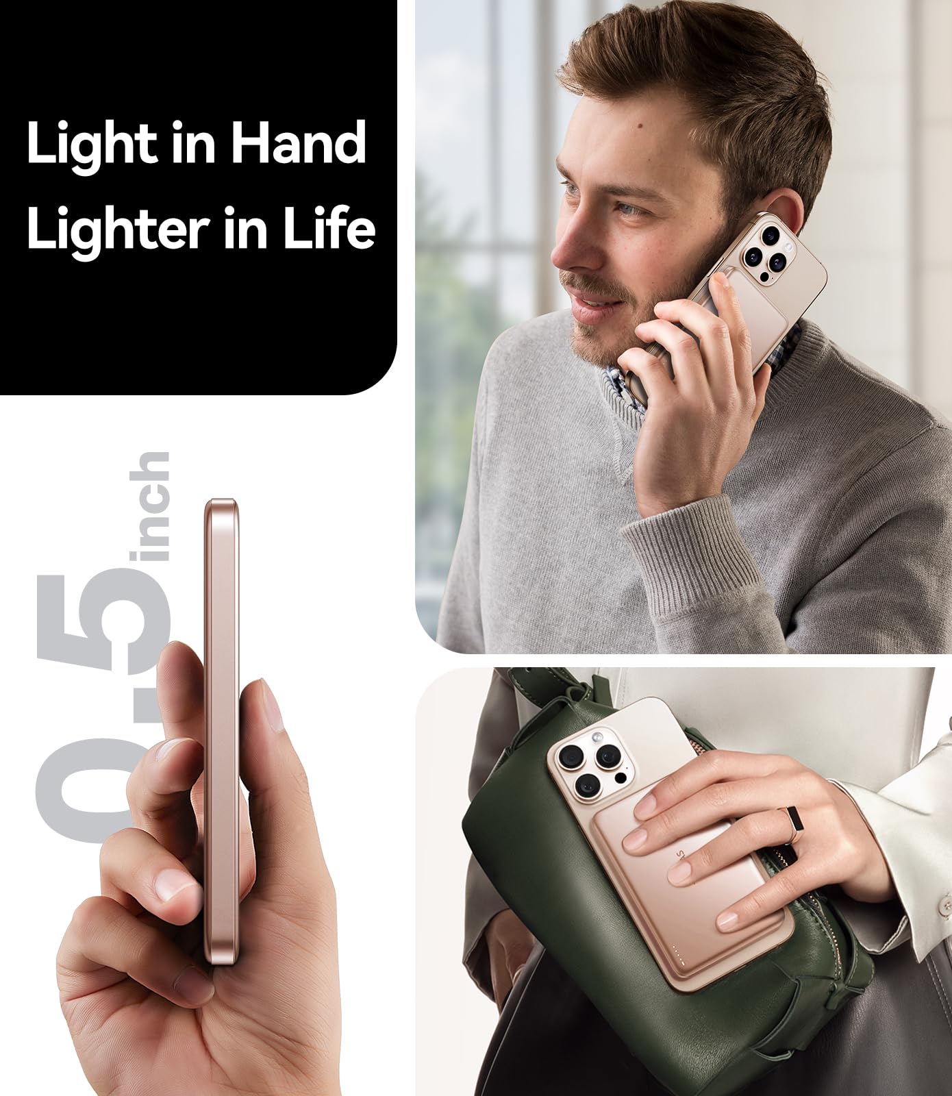 Torras Minimag Power Bank,Ultra Slim 10,000Mah Magnetic Wireless Portable Charger, 22.5W Fast Charging Battery Pack With Usb C C