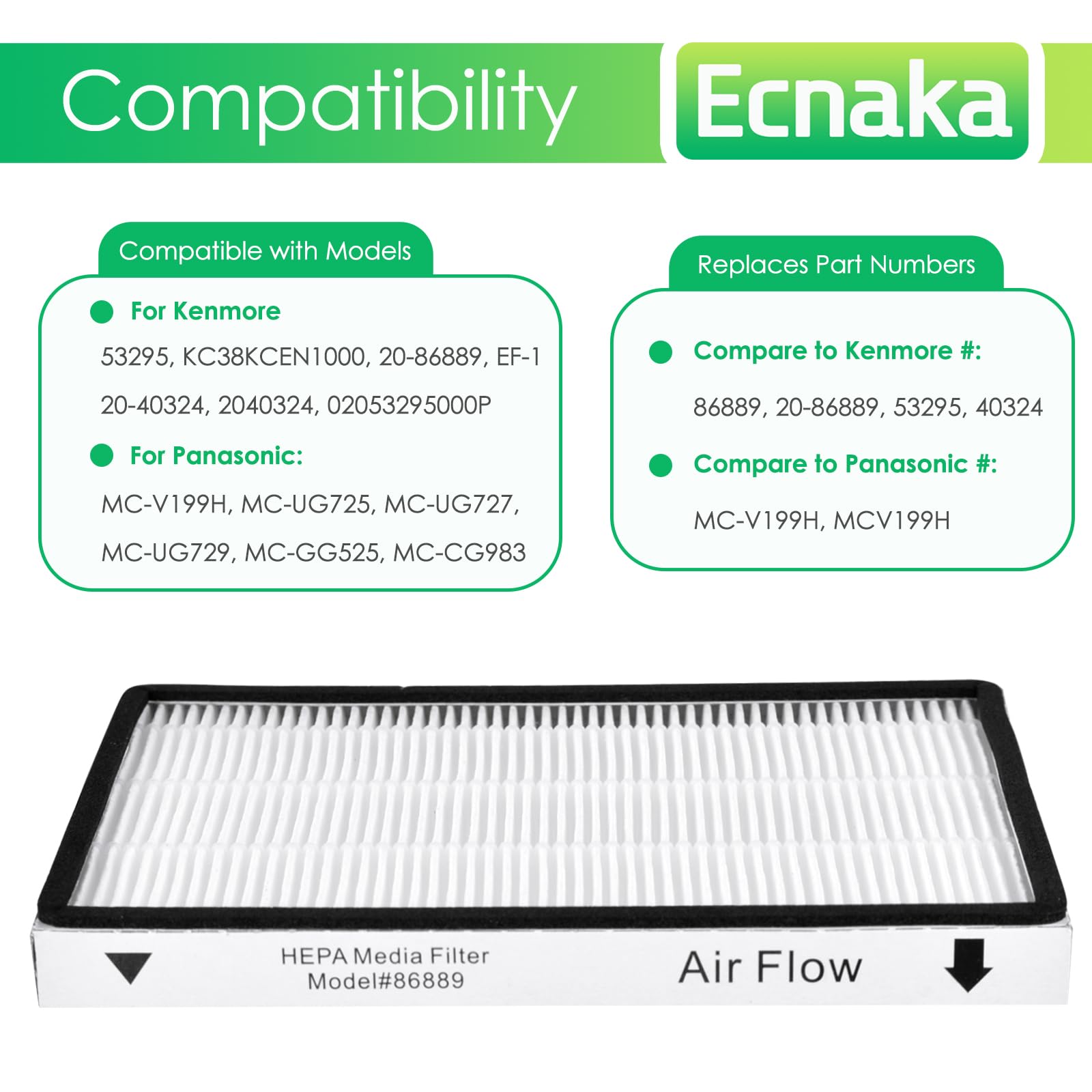 4 Pack 86889 Hepa Media Filter Replacement For Sears Kenmore Ef 1,86889,20 86889,40324,53295,Kc38Kcen1000 Canister And Upright V