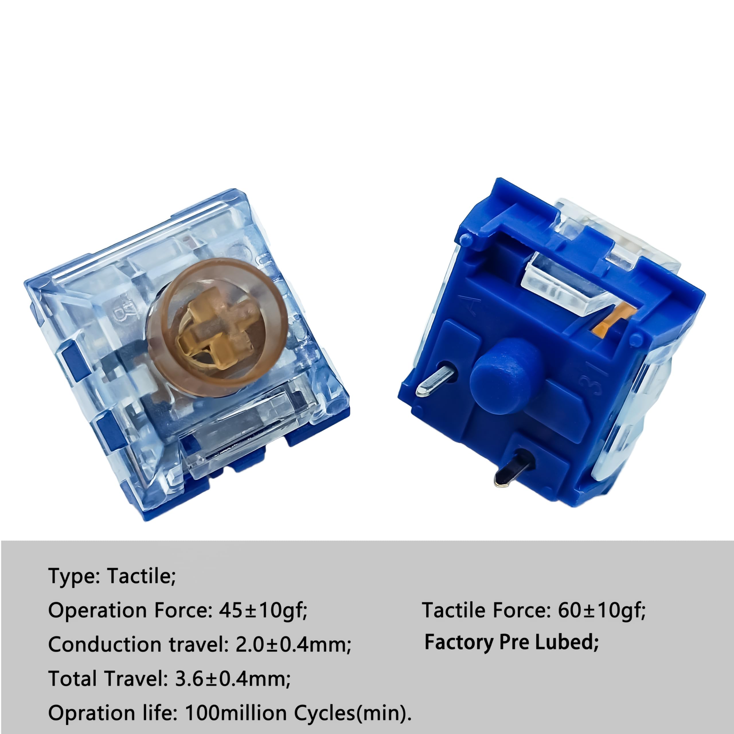 Zjmehty Silent Keyboard Switches,Kailh Box Deep Sea Silent Whale Switches For Mechanical Keyboard,3 Pin 45Gf Tactile/Dustproof/L