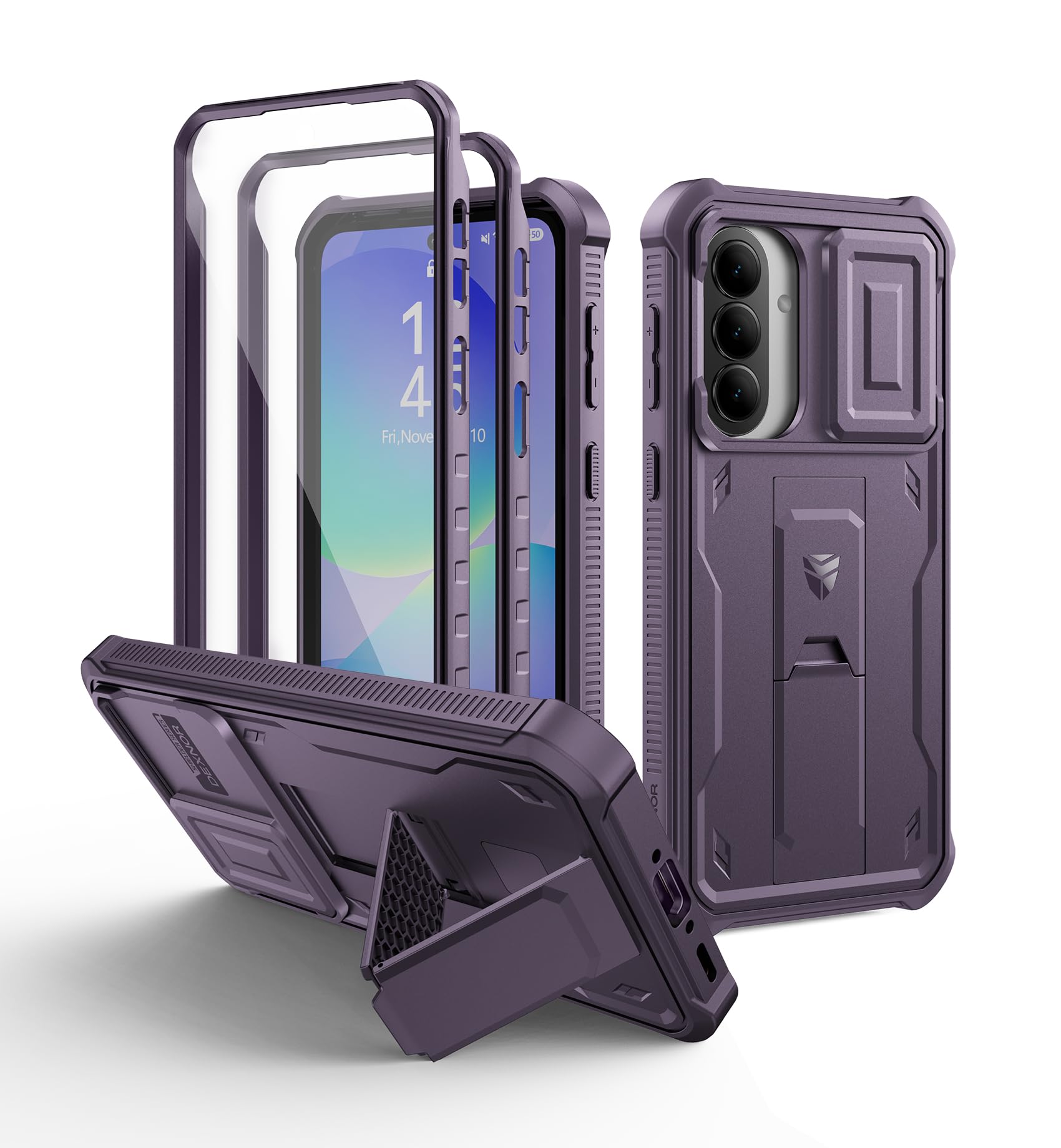 Dexnor for Samsung Galaxy A37 5G Case, Galaxy A36 Case [2 Front Frame & Built-in Magnetic Slide Camera Cover Kickstand] Heavy Du