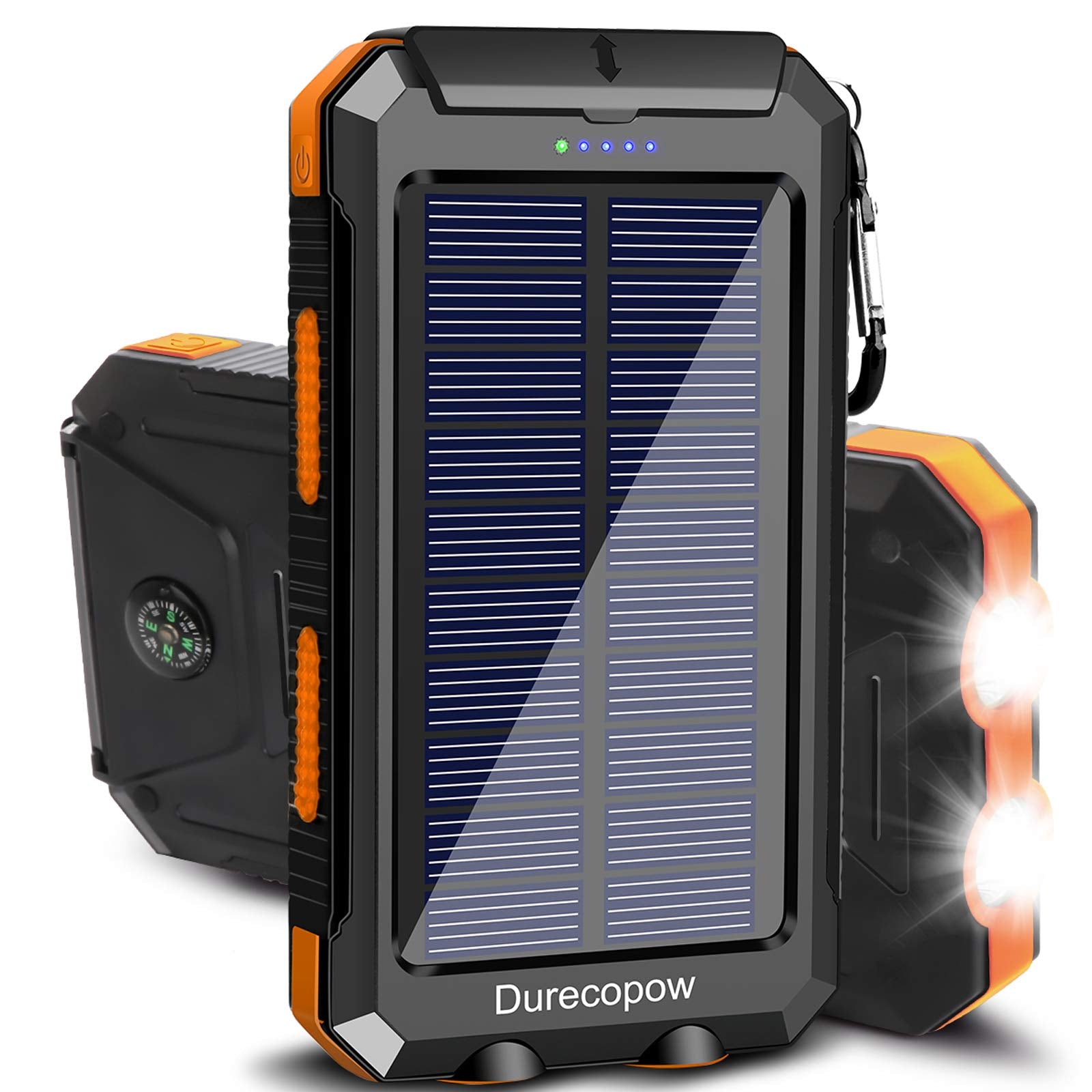 Durecopow Solar Charger, 20000Mah Portable Outdoor Waterproof Solar Power Bank, Camping External Backup Battery Pack Dual 5V Usb