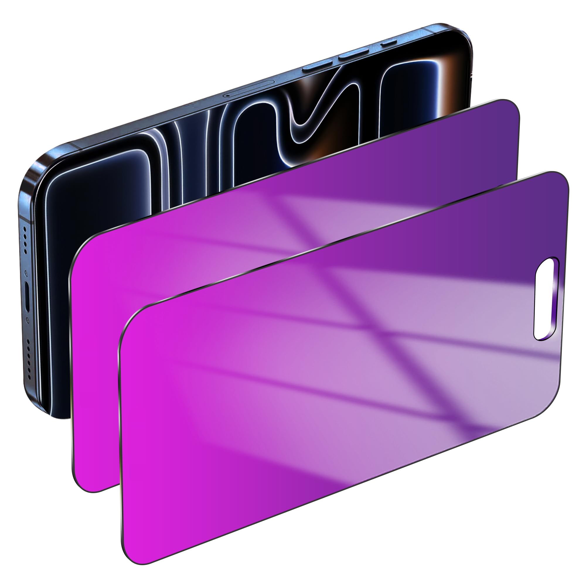 Westillux 2 Pack Privacy Screen Protector for iPhone 17 Pro Gradient Colorful for iPhone17 Pro Tempered Glass Anti-Spy Easy Inst