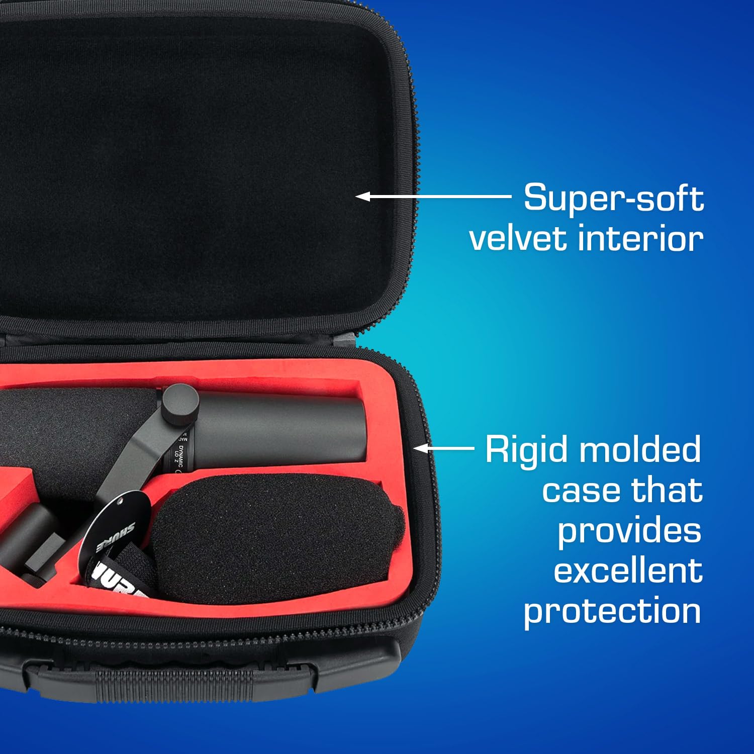 Analog Cases Shure Sm7B / Mv7 Case   Custom Fitted Compact Pulse Hard Case For Travel