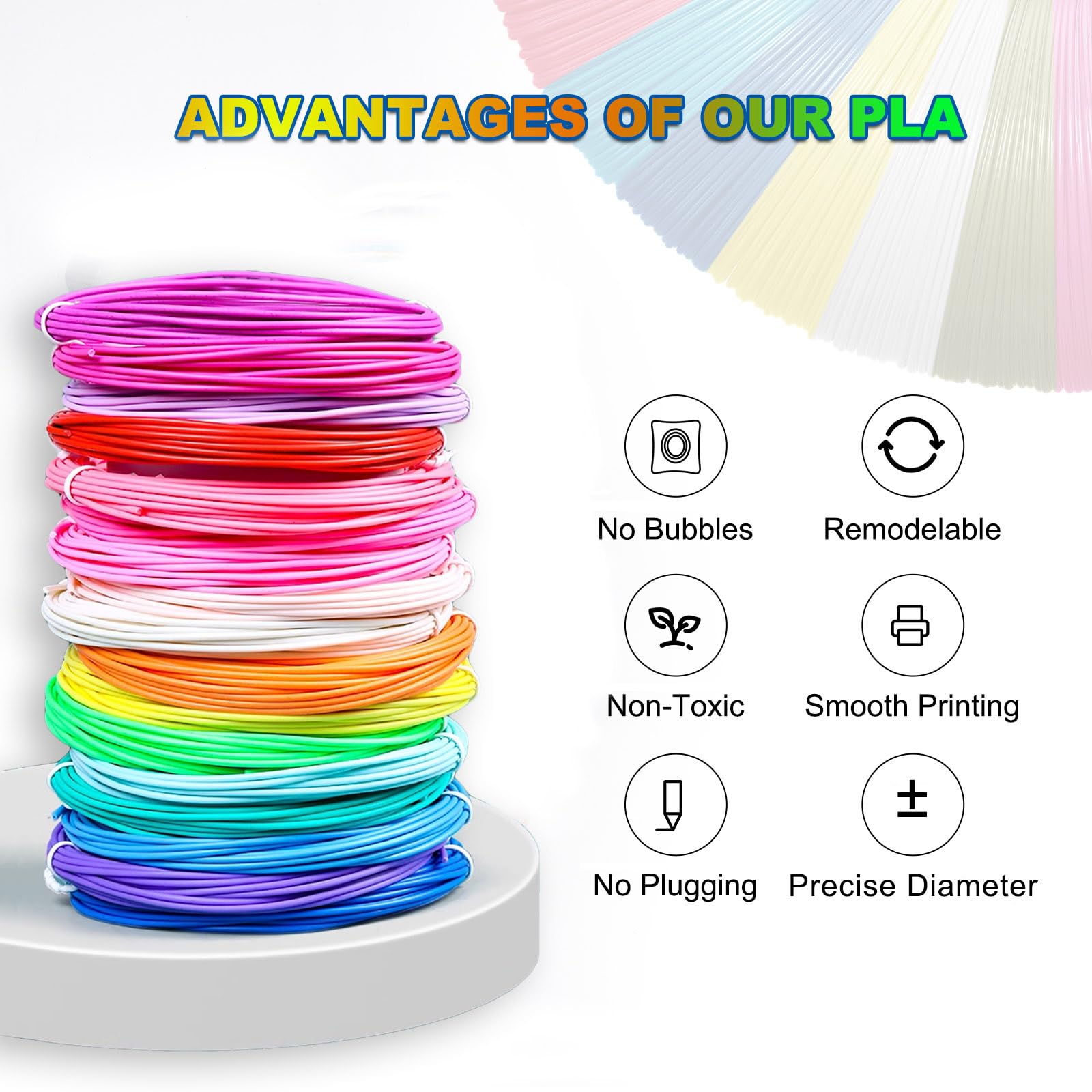 3D Pen Filament Refills 30 Colors, Yungden Pla 1.75Mm For 3D Pen, High Precision Diameter Tolerance    0.02Mm, 300 Feet In Total