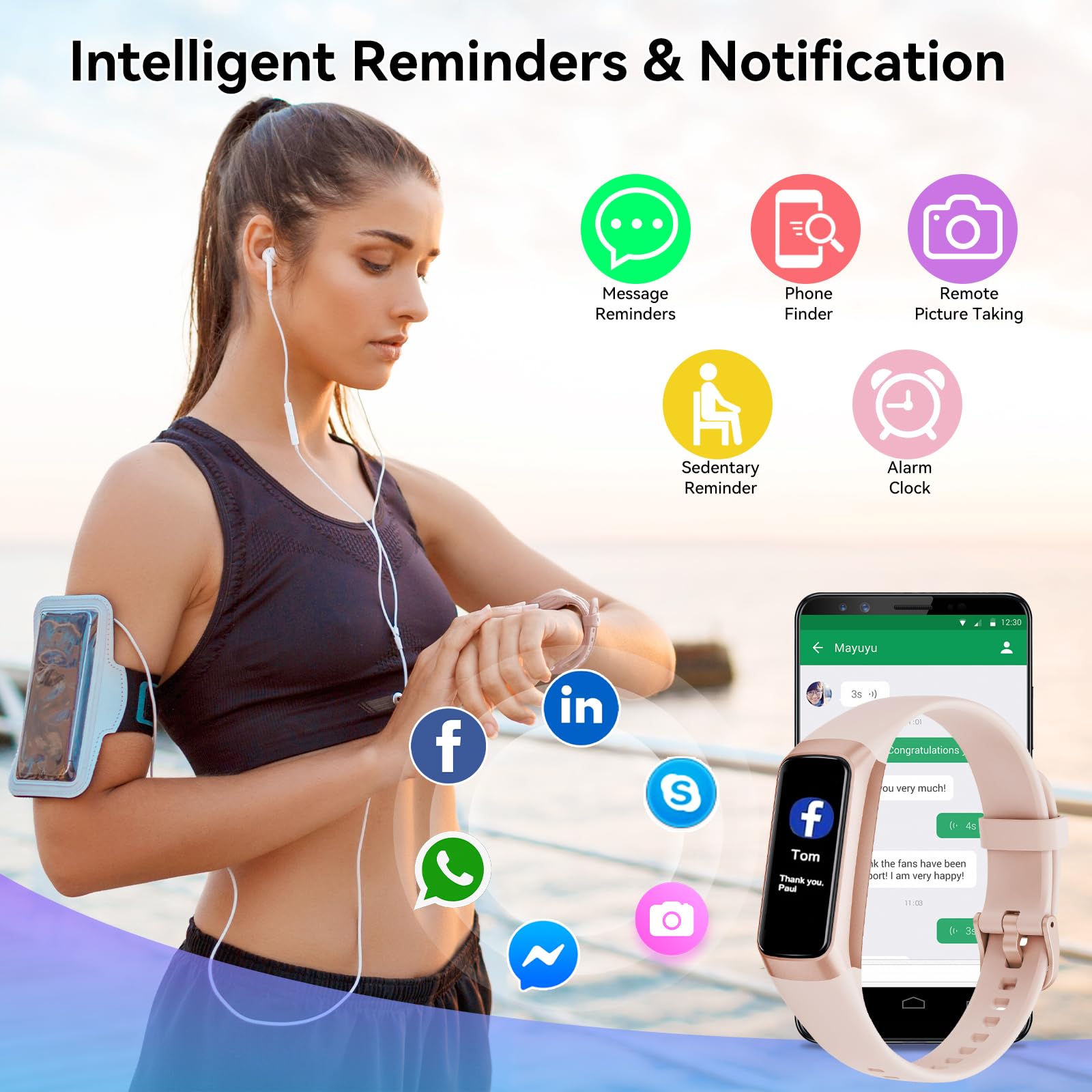Appbyer Fitness Tracker With 24/7 Heart Rate, Blood Oxygen Blood Pressure Sleep Monitor, Activity Trackers 5 Atm Waterproof,Step